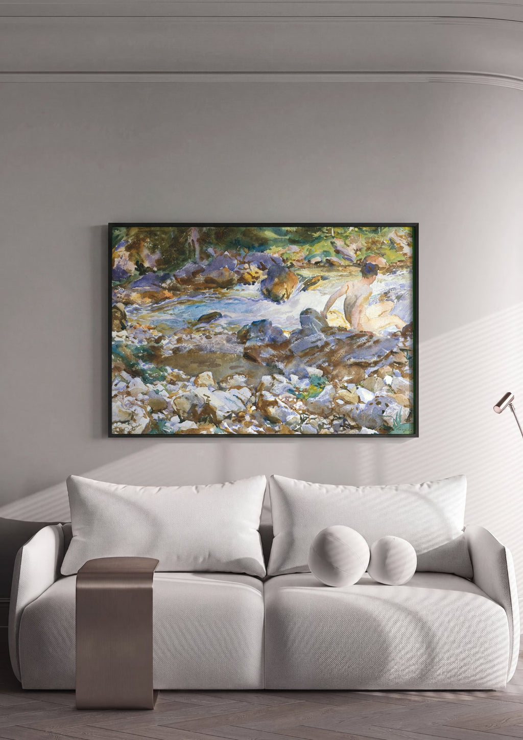 Quadro Decorativo Homem no Riacho - John Singer Sargent em ambiente decorado