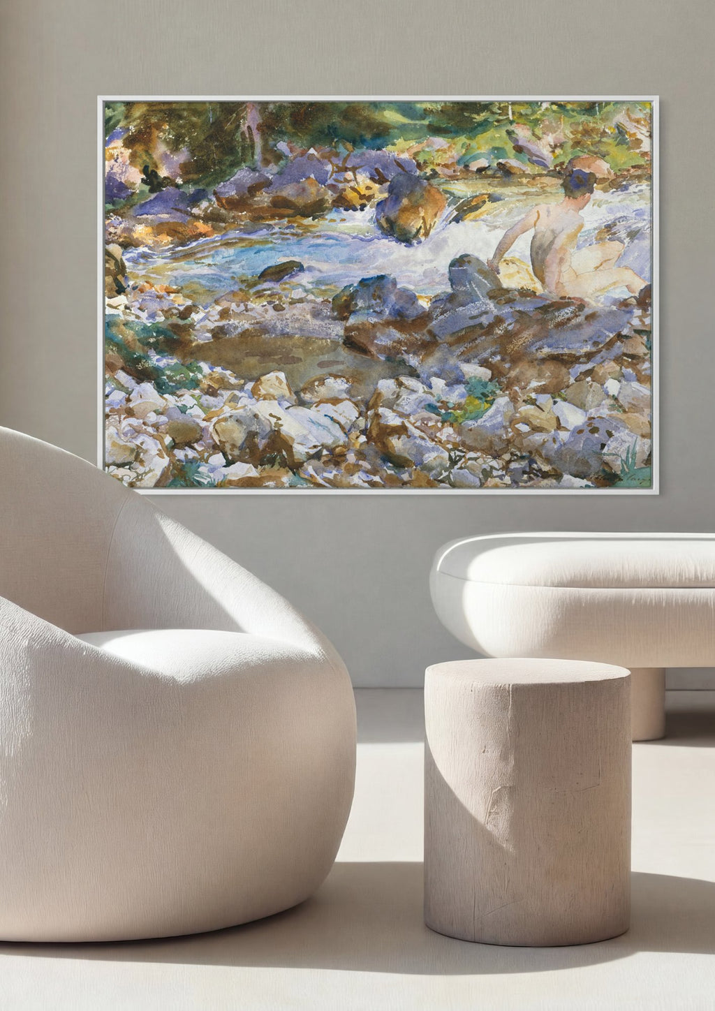 Quadro Decorativo Homem no Riacho - John Singer Sargent em ambiente decorado