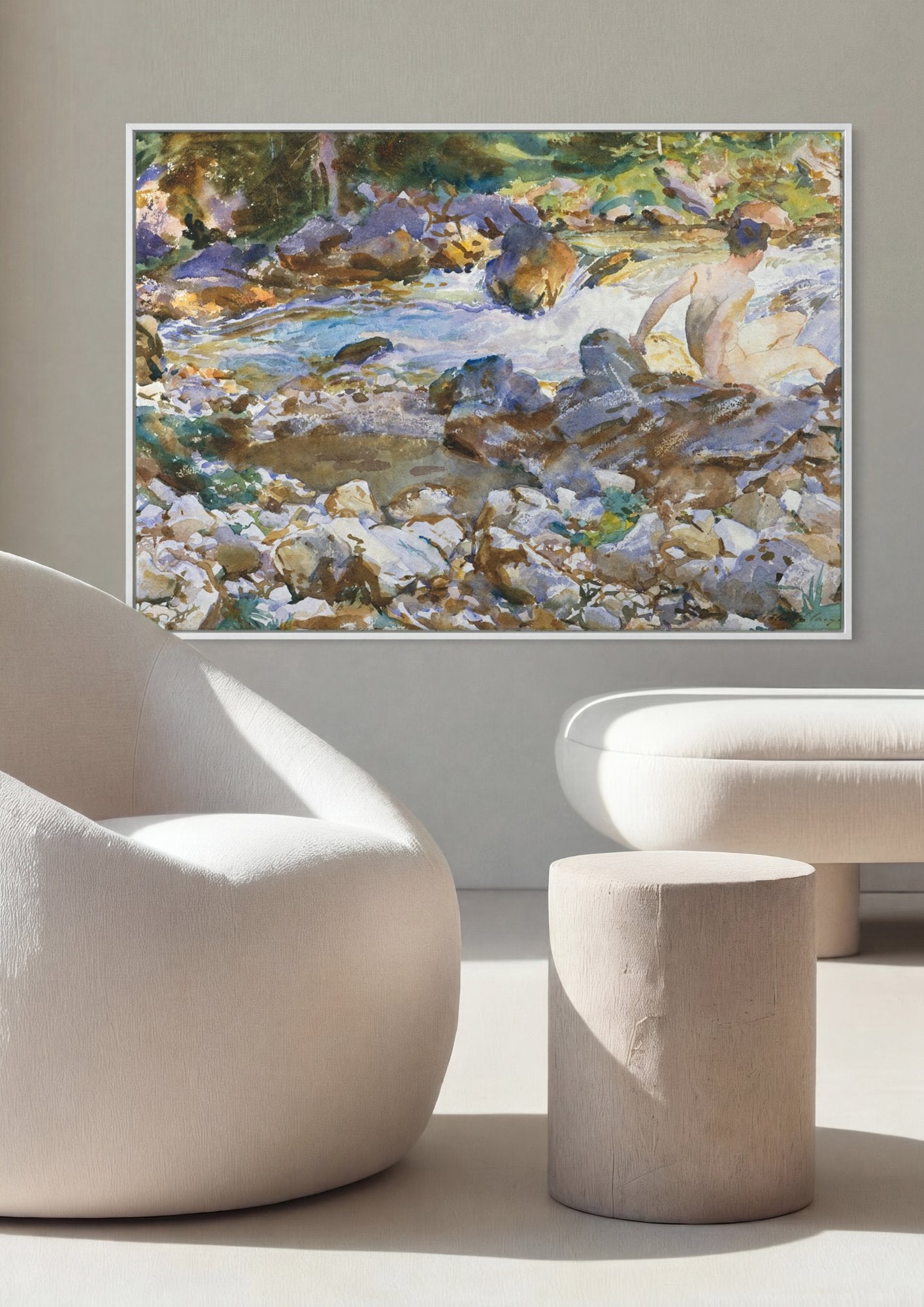 Quadro Decorativo Homem no Riacho - John Singer Sargent em ambiente decorado