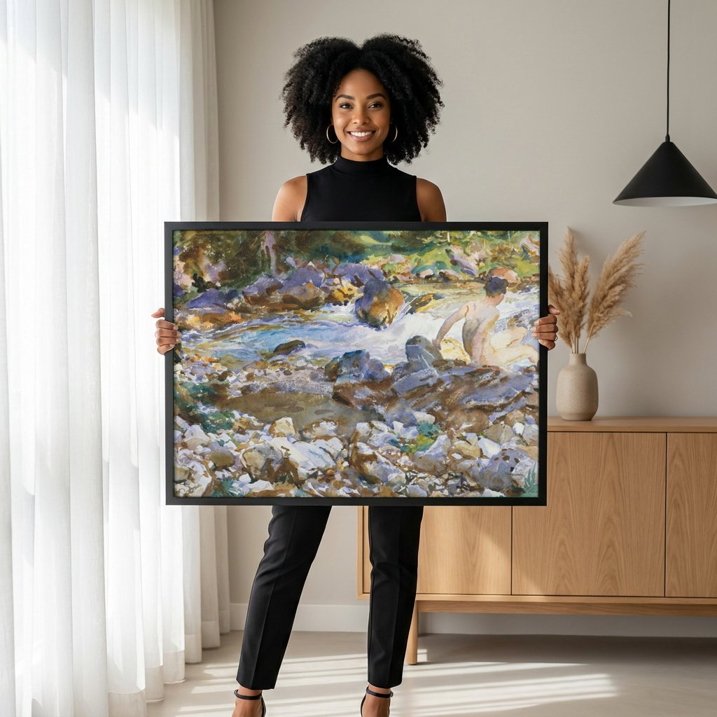 Quadro Decorativo Homem no Riacho - John Singer Sargent com modelo em ambiente