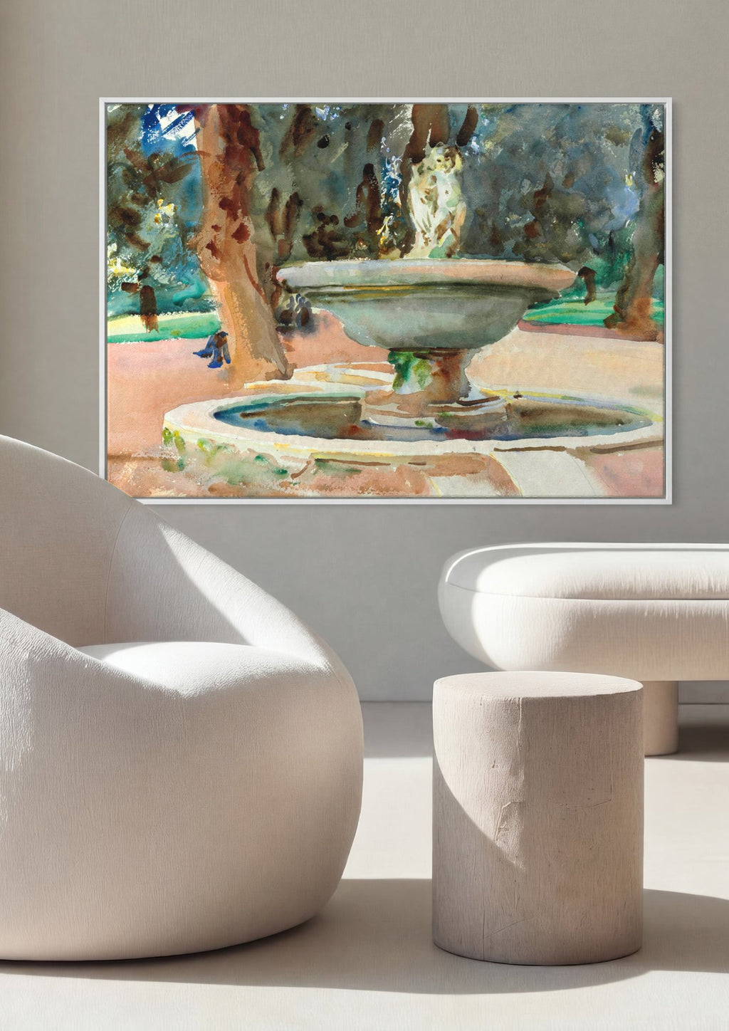 Quadro Decorativo Fonte no Jardim - John Singer Sargent em ambiente decorado