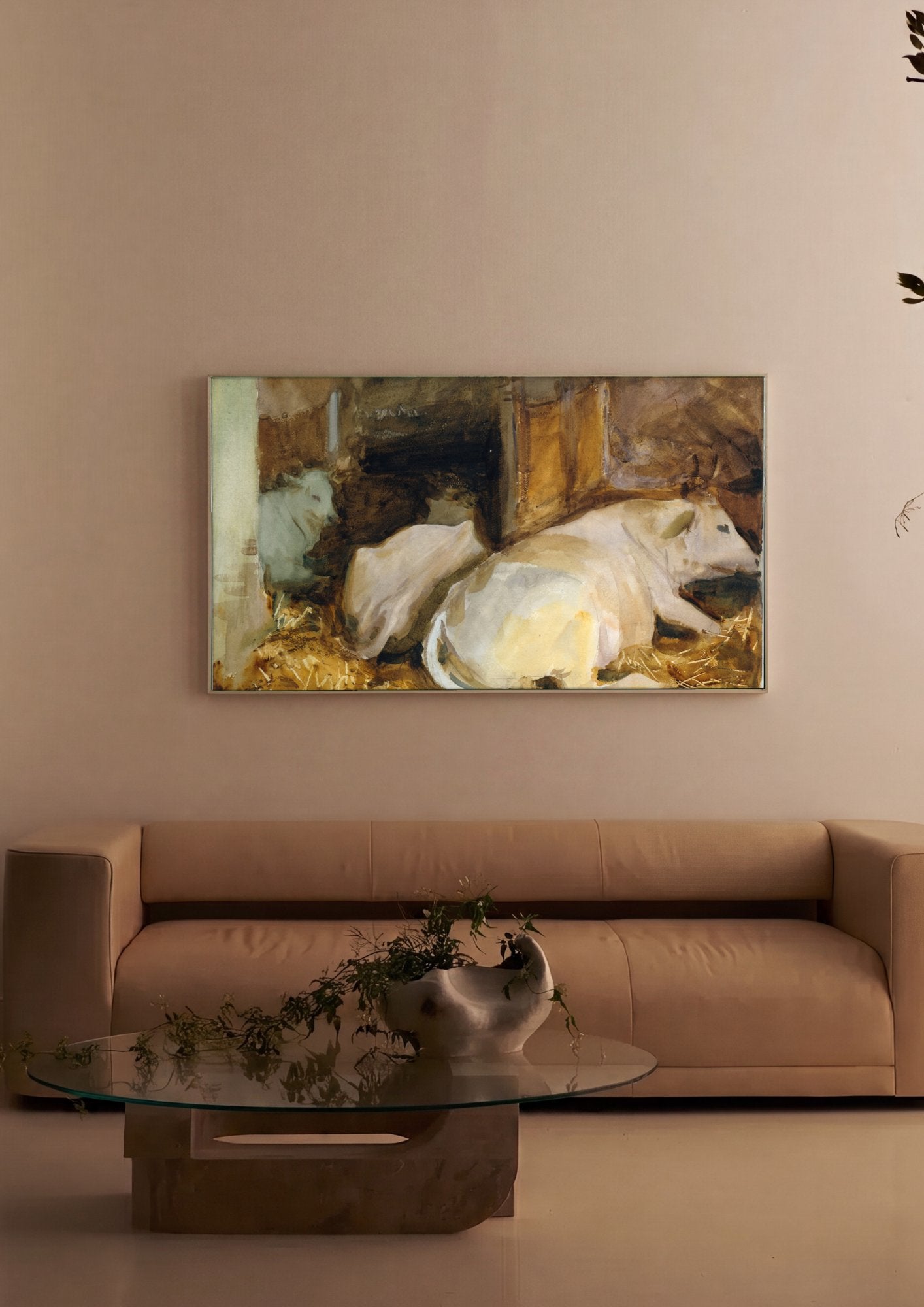 Quadro Decorativo 'Estudo de Vacas' - John Singer Sargent em ambiente decorado