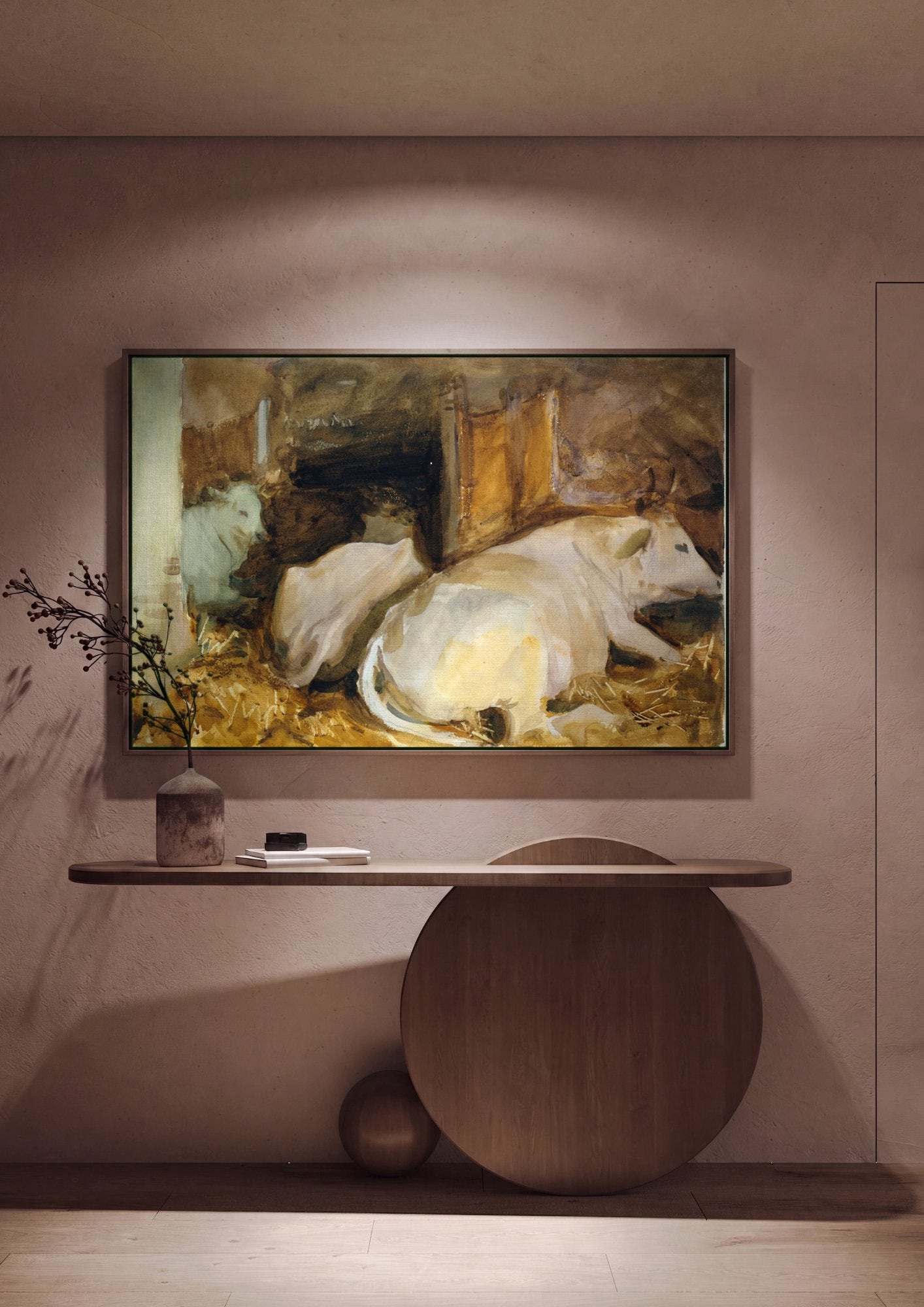 Quadro Decorativo 'Estudo de Vacas' - John Singer Sargent em ambiente decorado