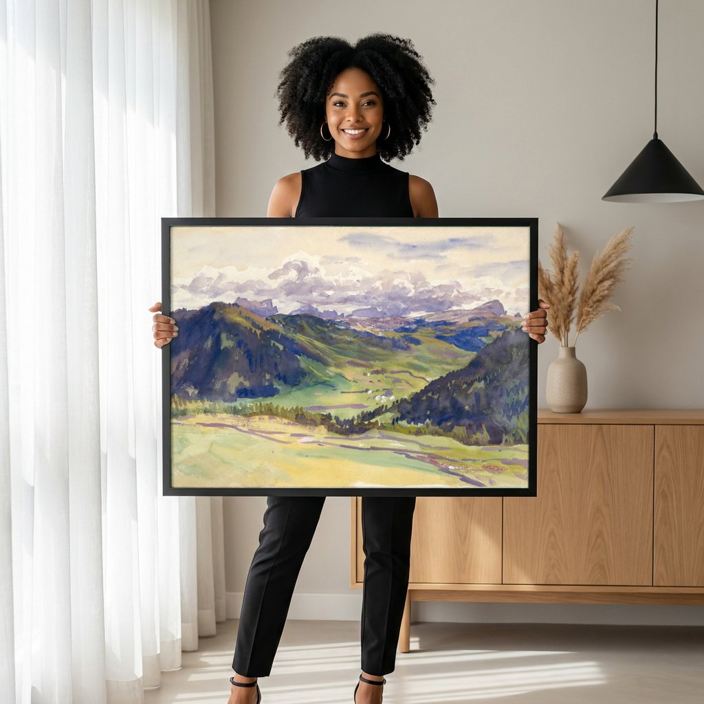 Quadro Decorativo Paisagem Alpina - John Singer Sargent com modelo em ambiente