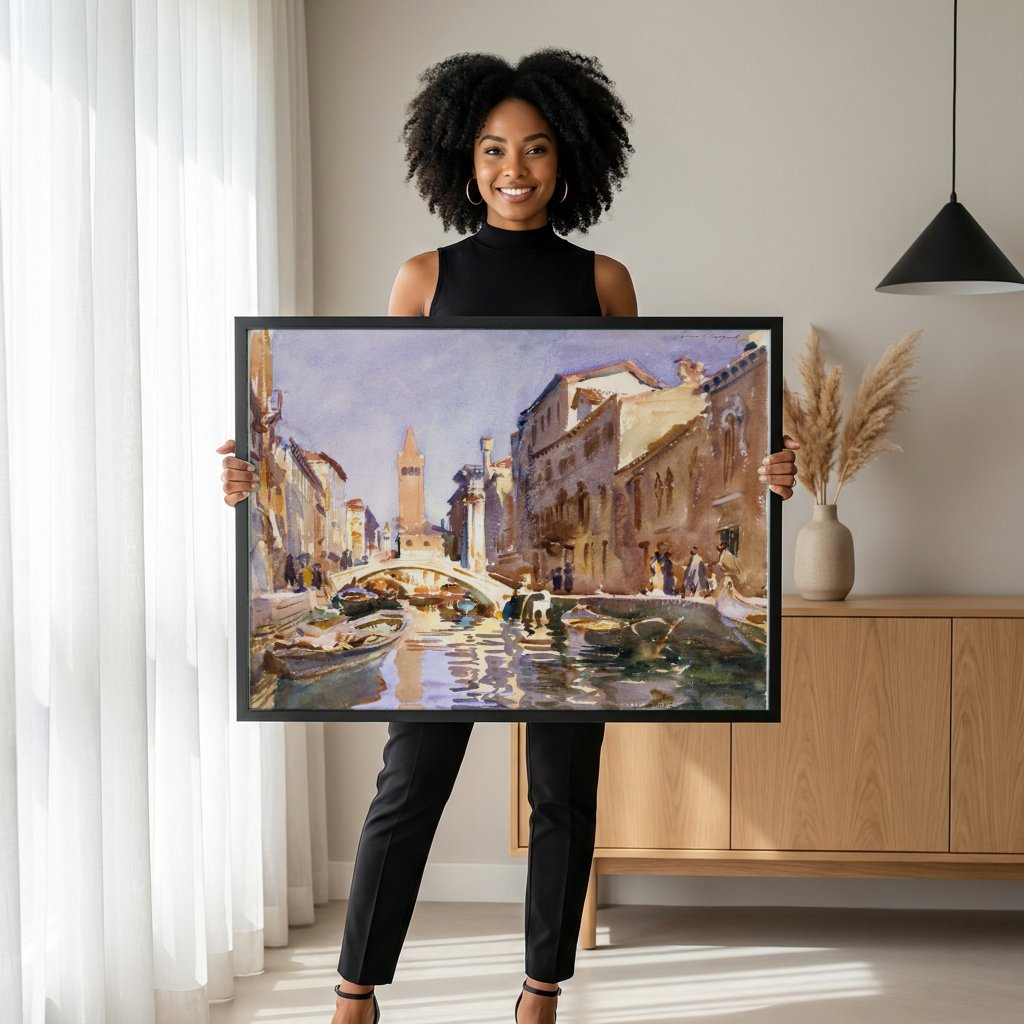 Quadro Decorativo Canal em Veneza - John Singer Sargent com modelo em ambiente