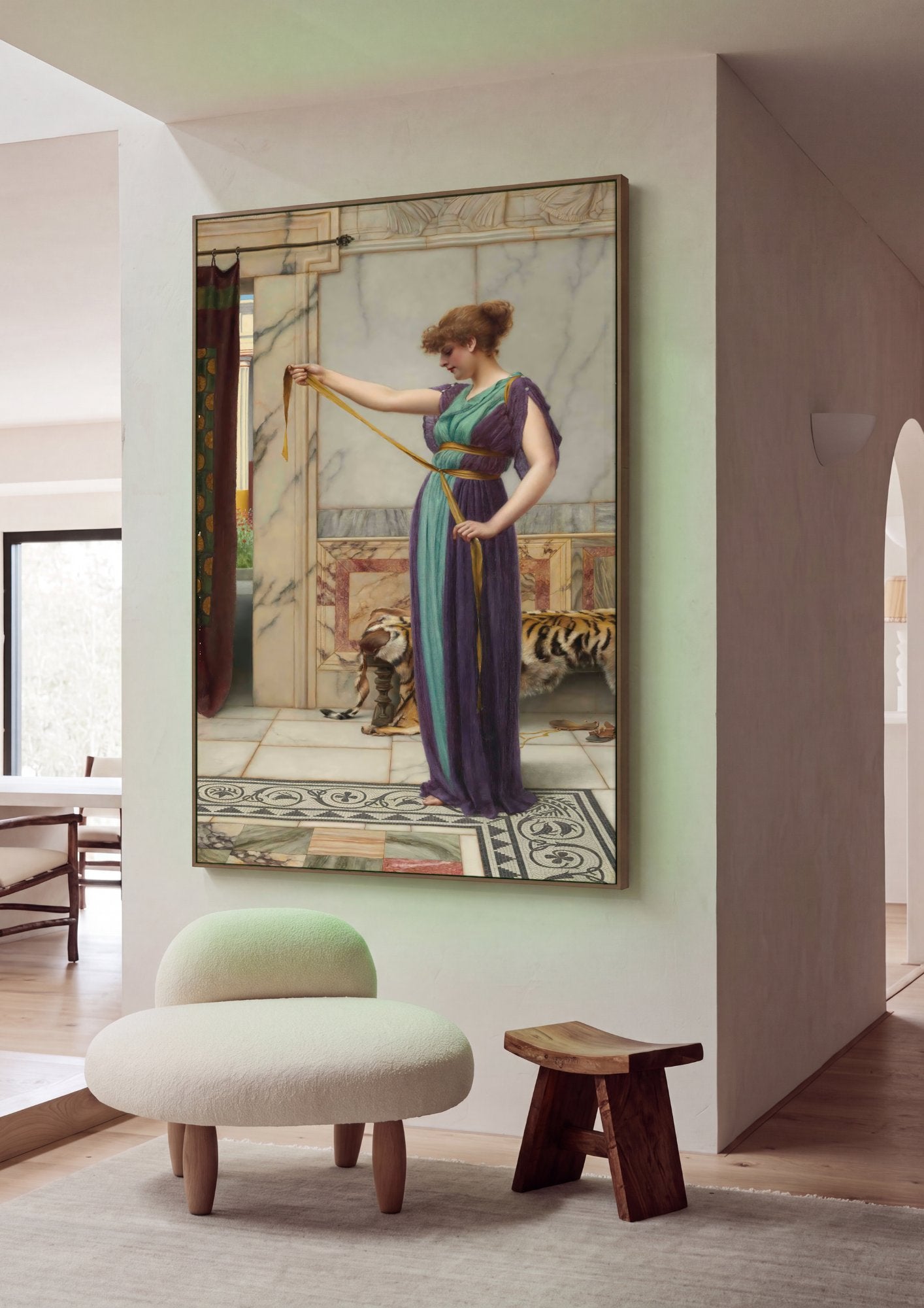 Quadro Decorativo A Hora do Banho - John William Godward em ambiente decorado