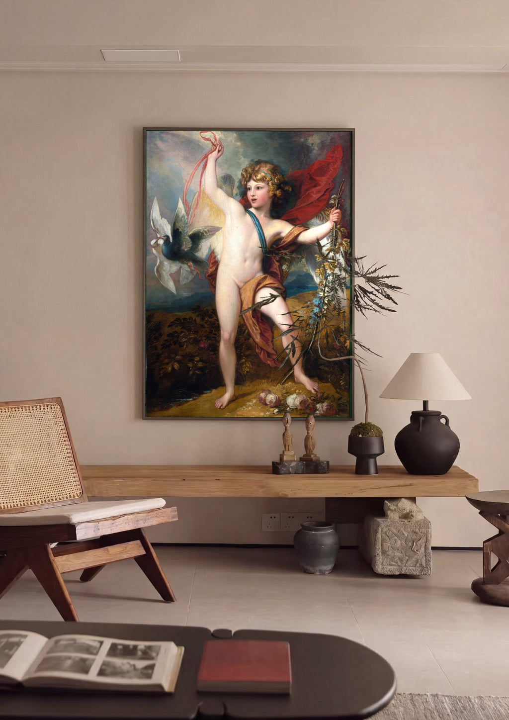 Quadro Decorativo Cúpido (Amor) - Benjamin West em ambiente decorado