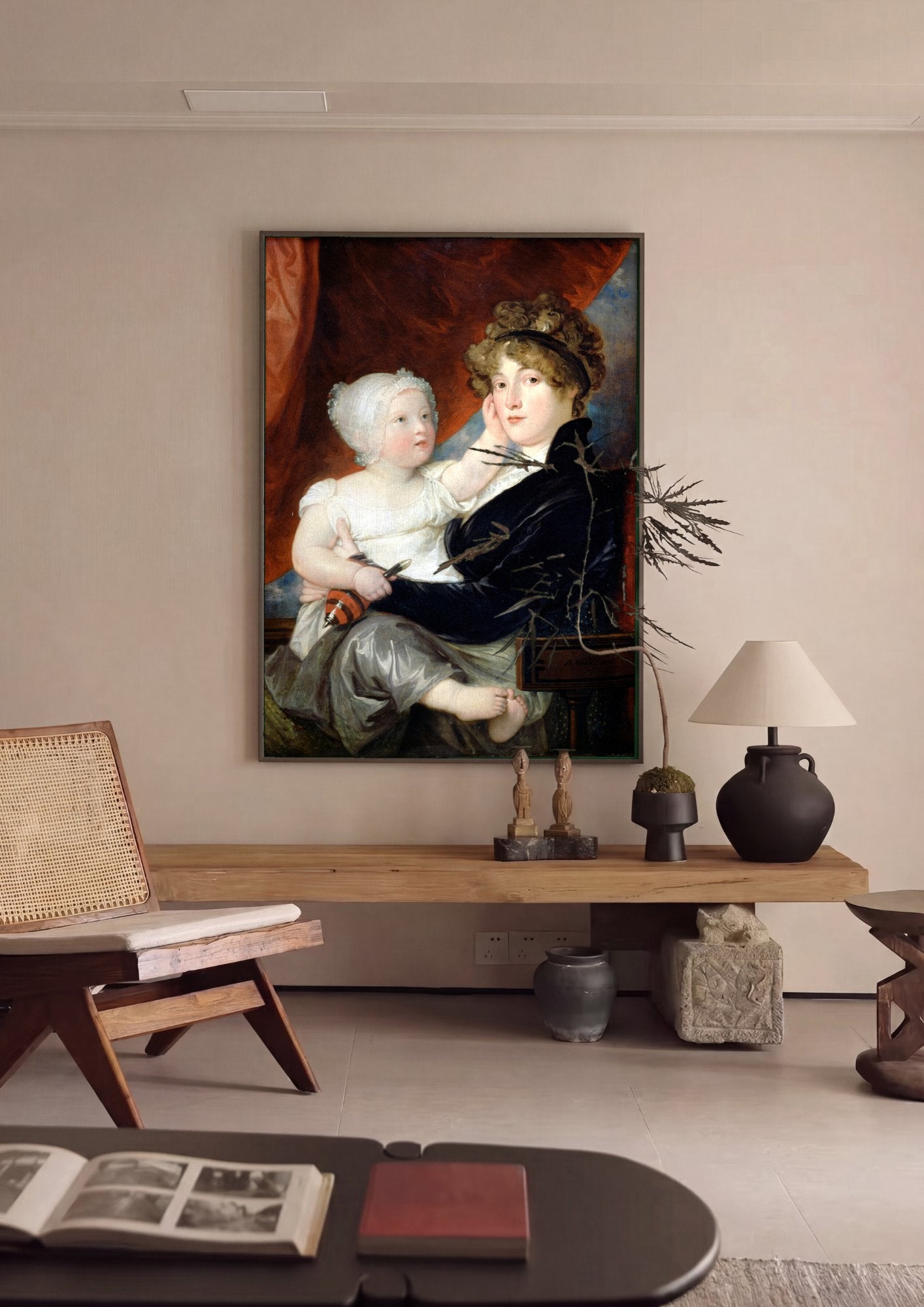 Quadro Decorativo Mãe e Filho - Benjamin West em ambiente decorado