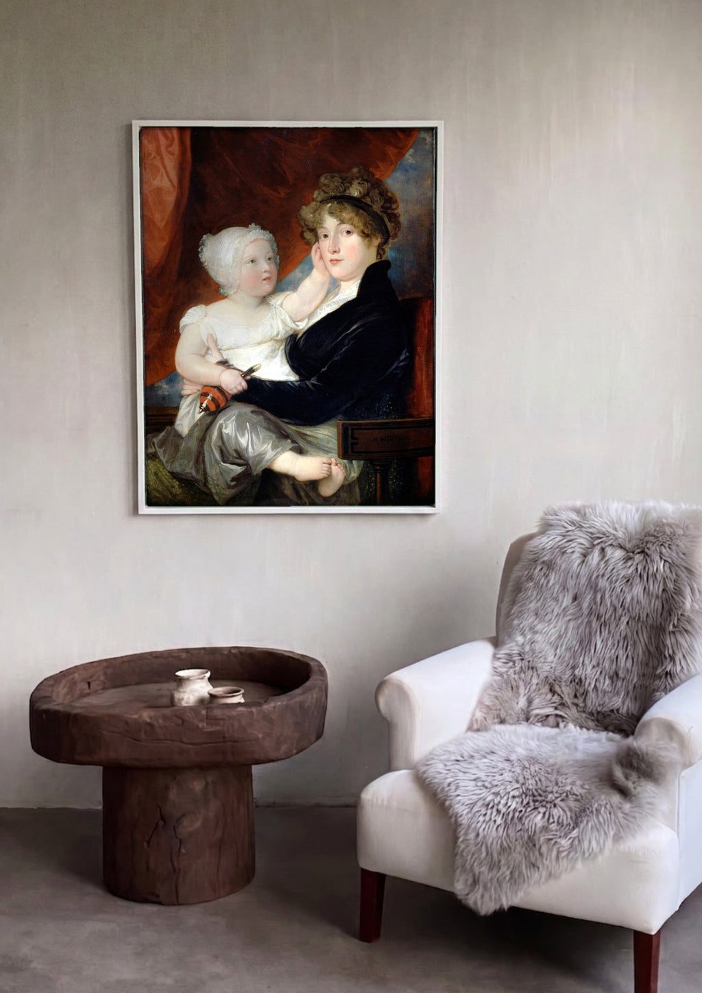 Quadro Decorativo Mãe e Filho - Benjamin West em ambiente decorado