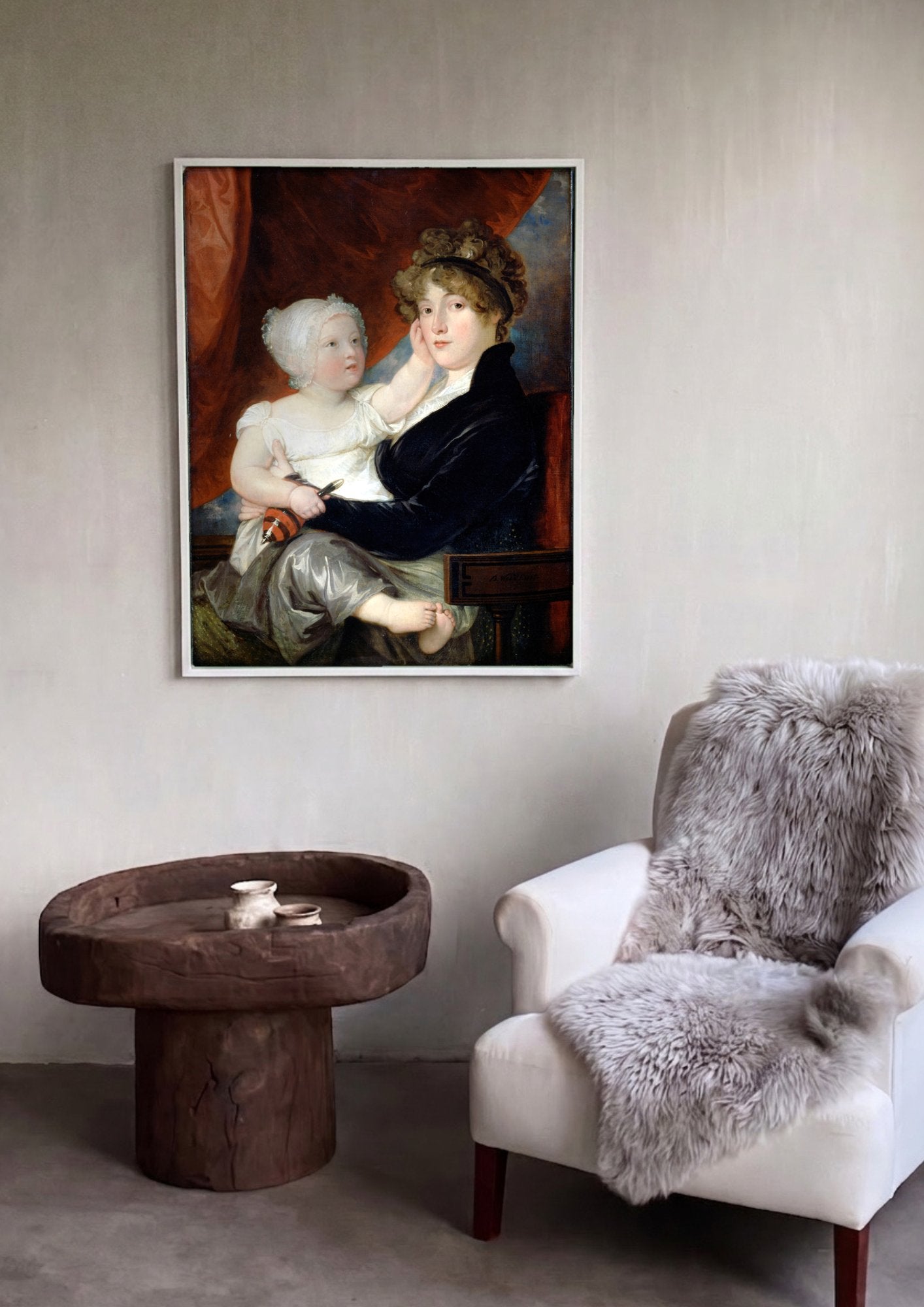 Quadro Decorativo Mãe e Filho - Benjamin West em ambiente decorado