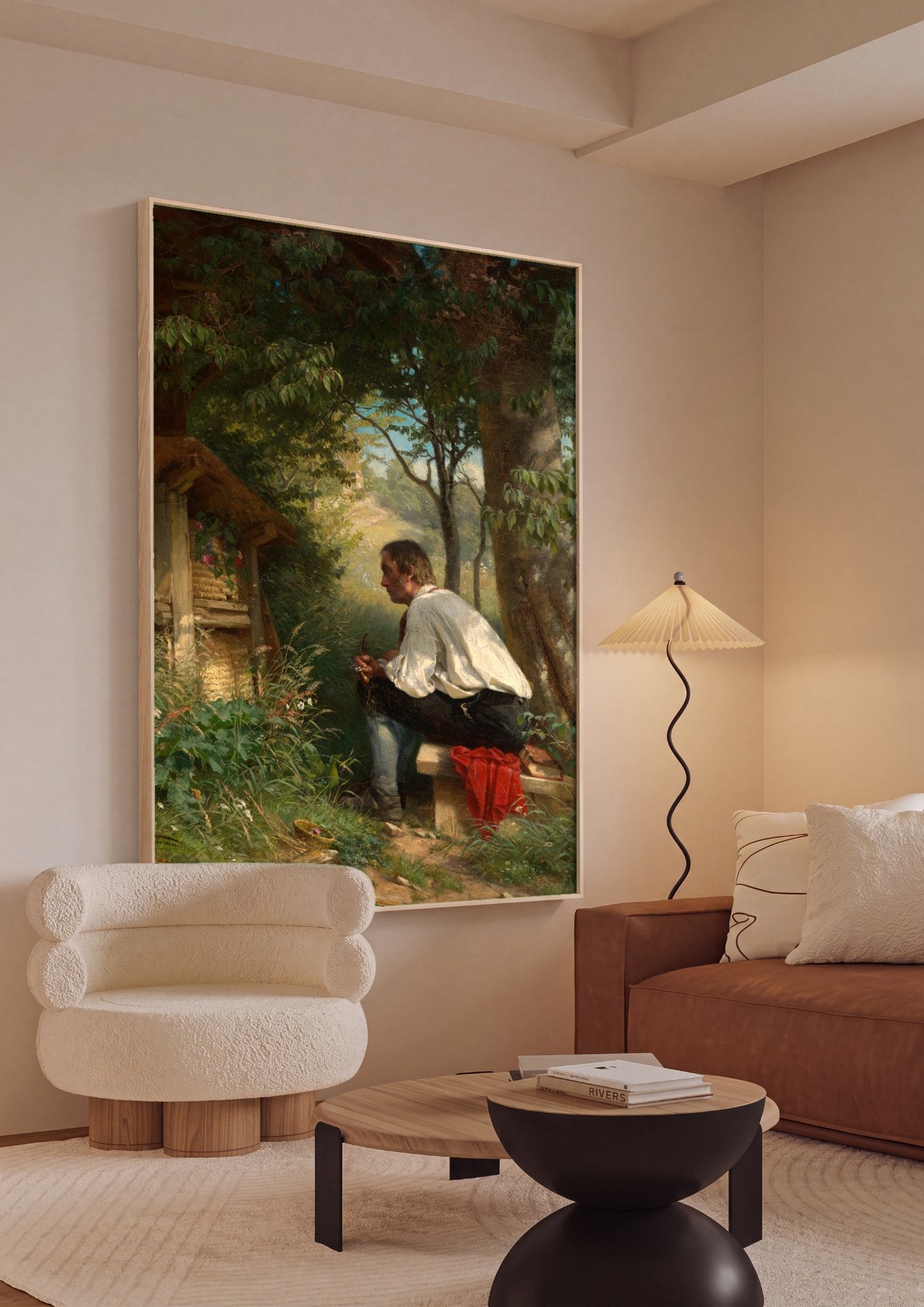 Quadro Decorativo Homem com Cachimbo na Floresta - Hans Thoma em ambiente decorado