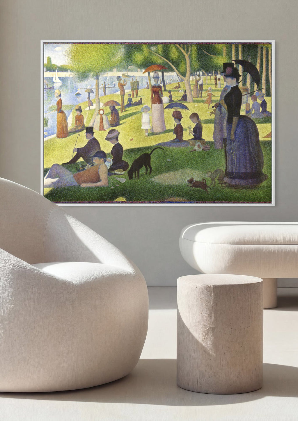 Quadro Decorativo A Tarde de Domingo na Ilha de La Grande Jatte - Seurat em ambiente decorado