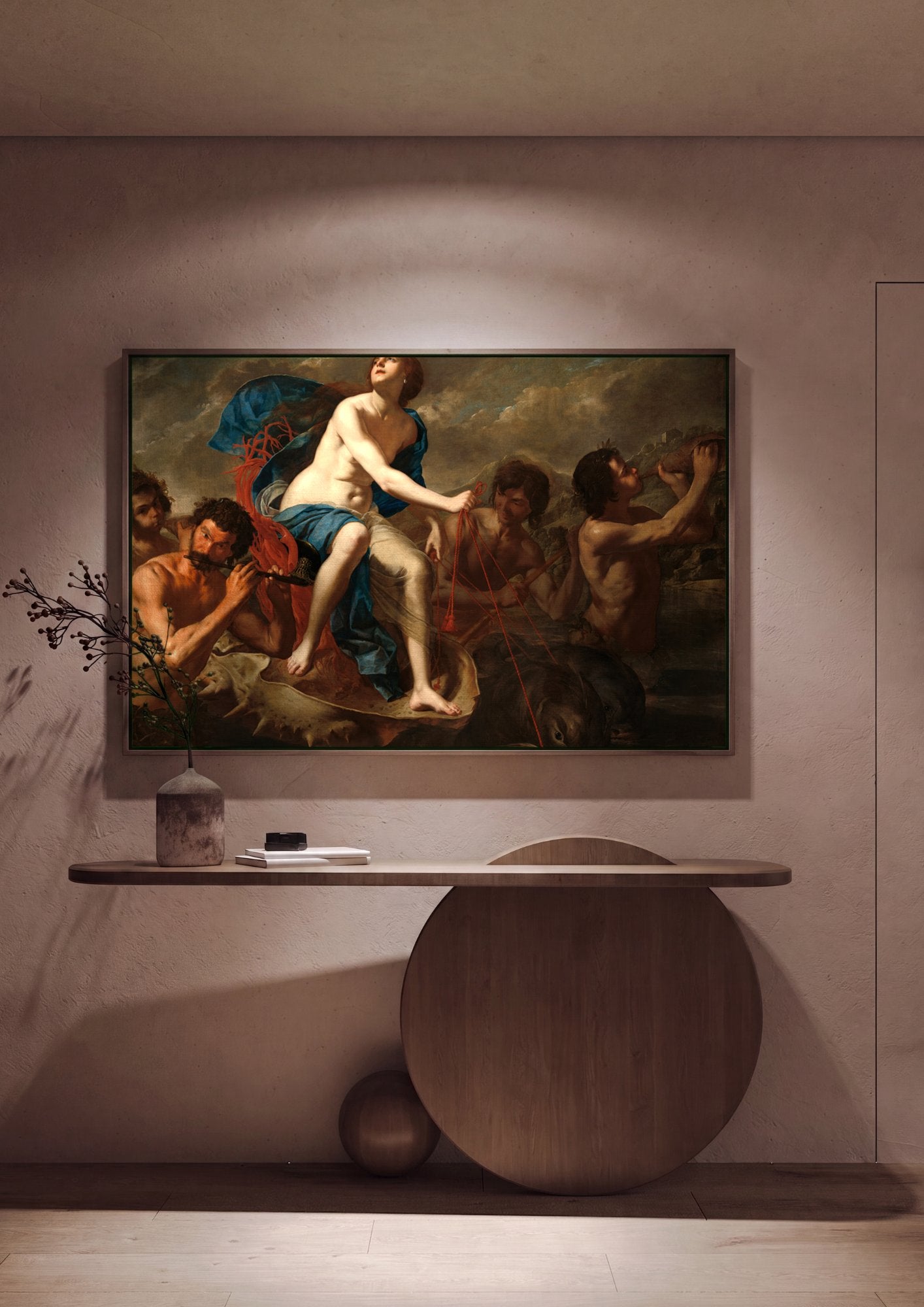 Quadro Decorativo 'Vênus e Cupido' (ou 'O Nascimento de Vênus') - Gentileschi em ambiente decorado