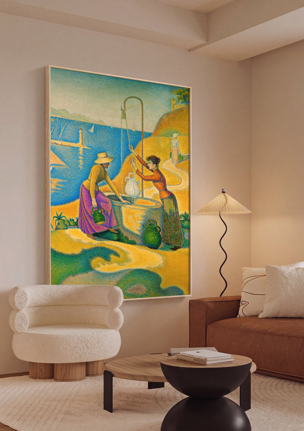 Quadro Decorativo A Fonte – Paul Signac em ambiente decorado