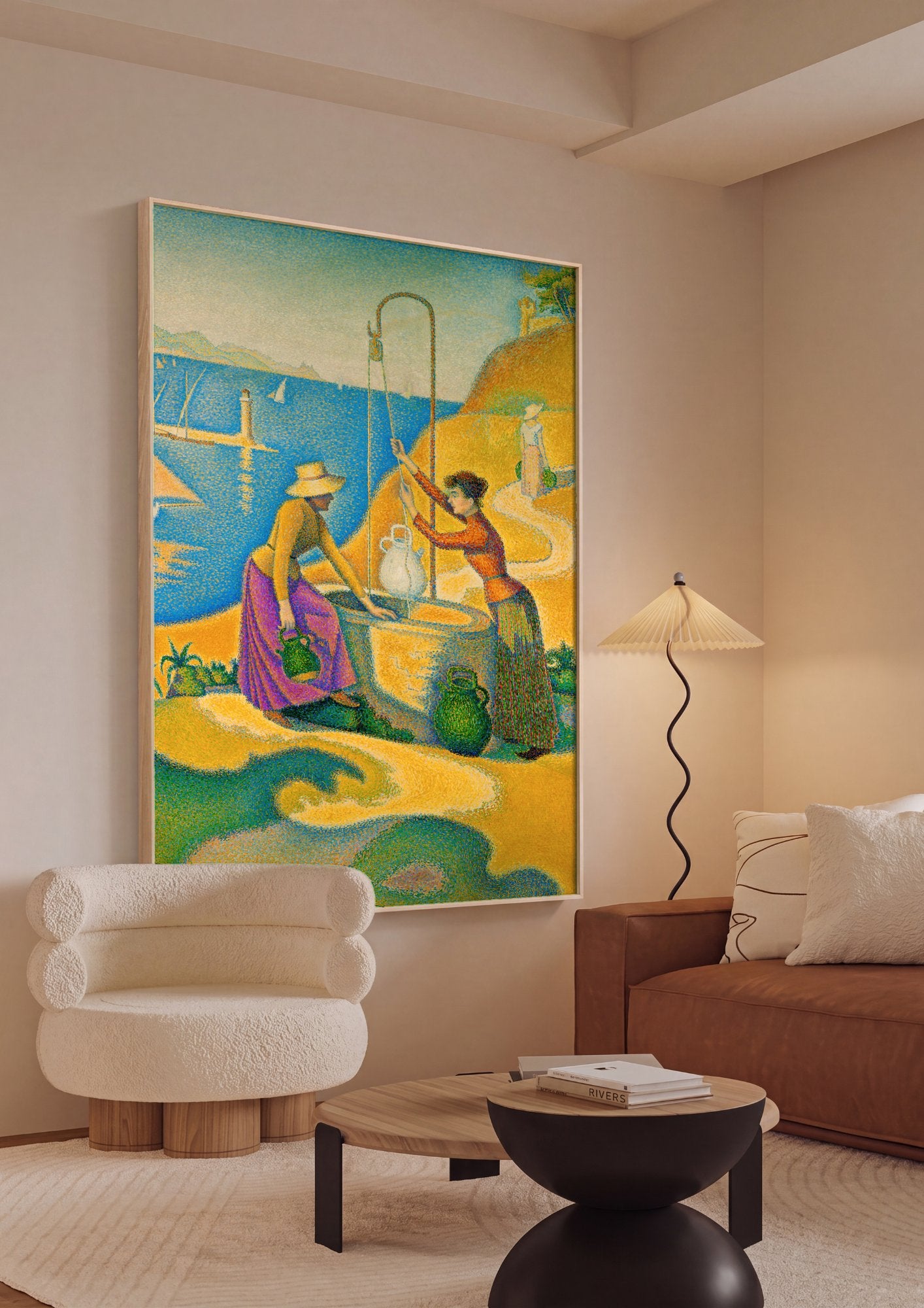 Quadro Decorativo A Fonte – Paul Signac em ambiente decorado