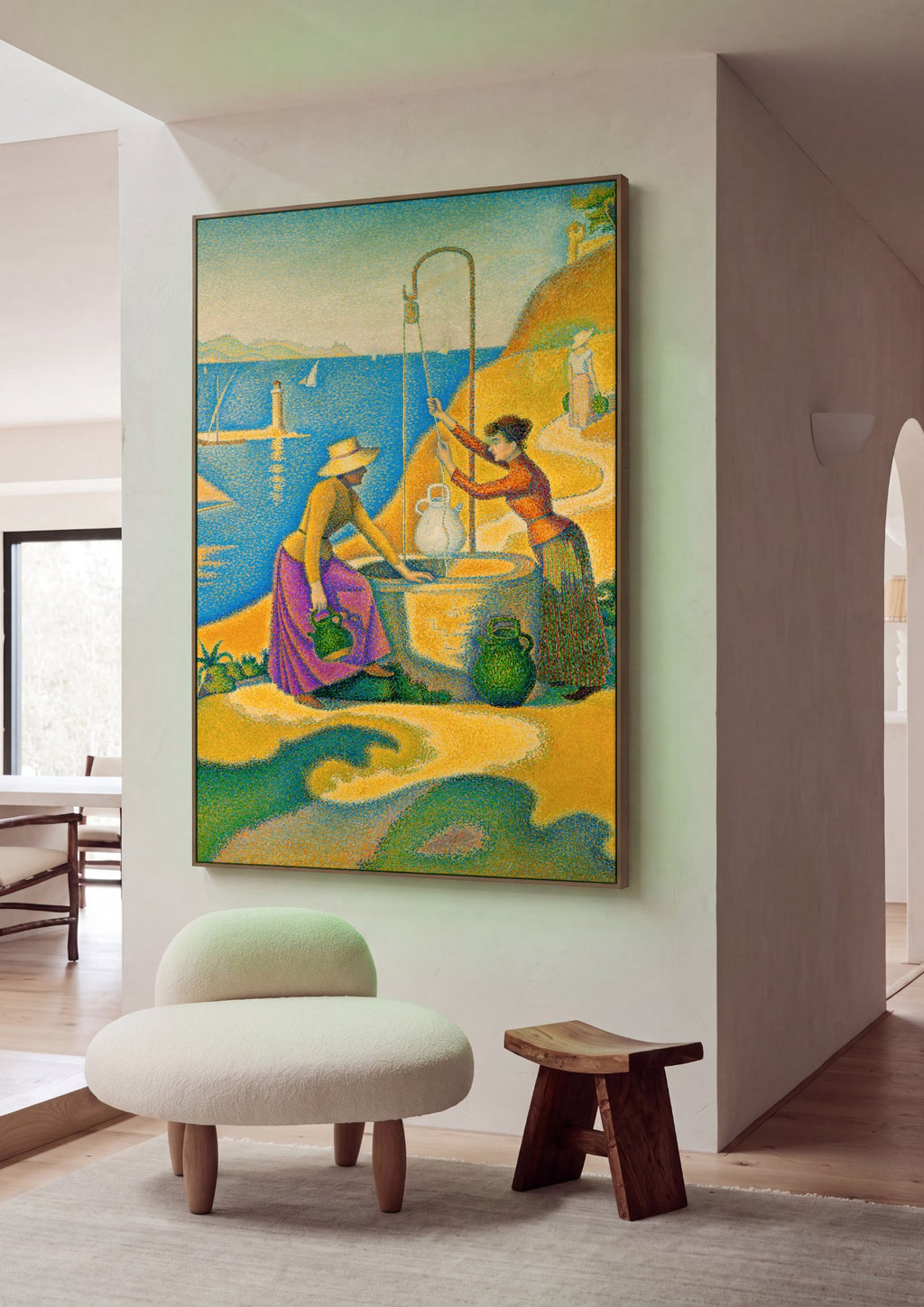 Quadro Decorativo A Fonte – Paul Signac em ambiente decorado