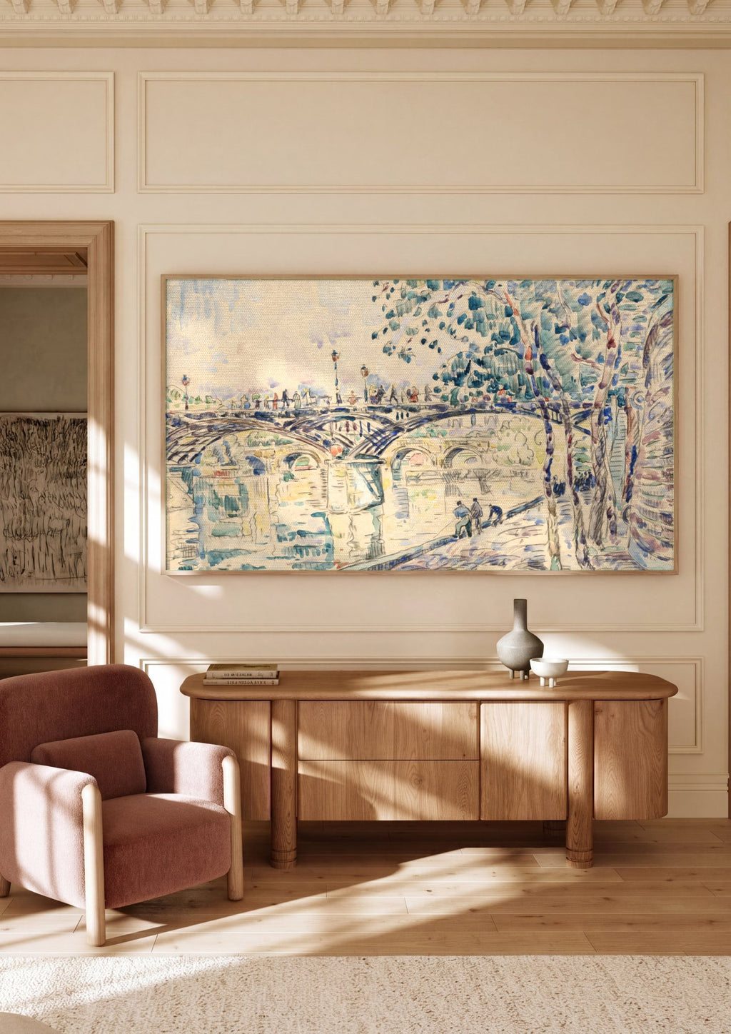 Quadro Decorativo Pont Neuf - Paul Signac em ambiente decorado