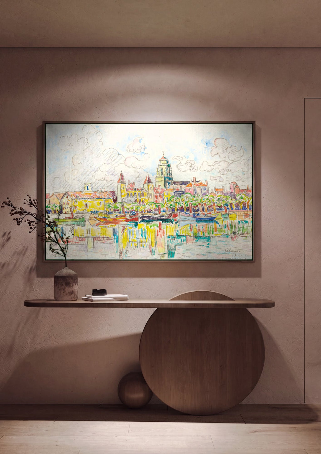 Quadro Decorativo Porto Vibrante - Signac em ambiente decorado