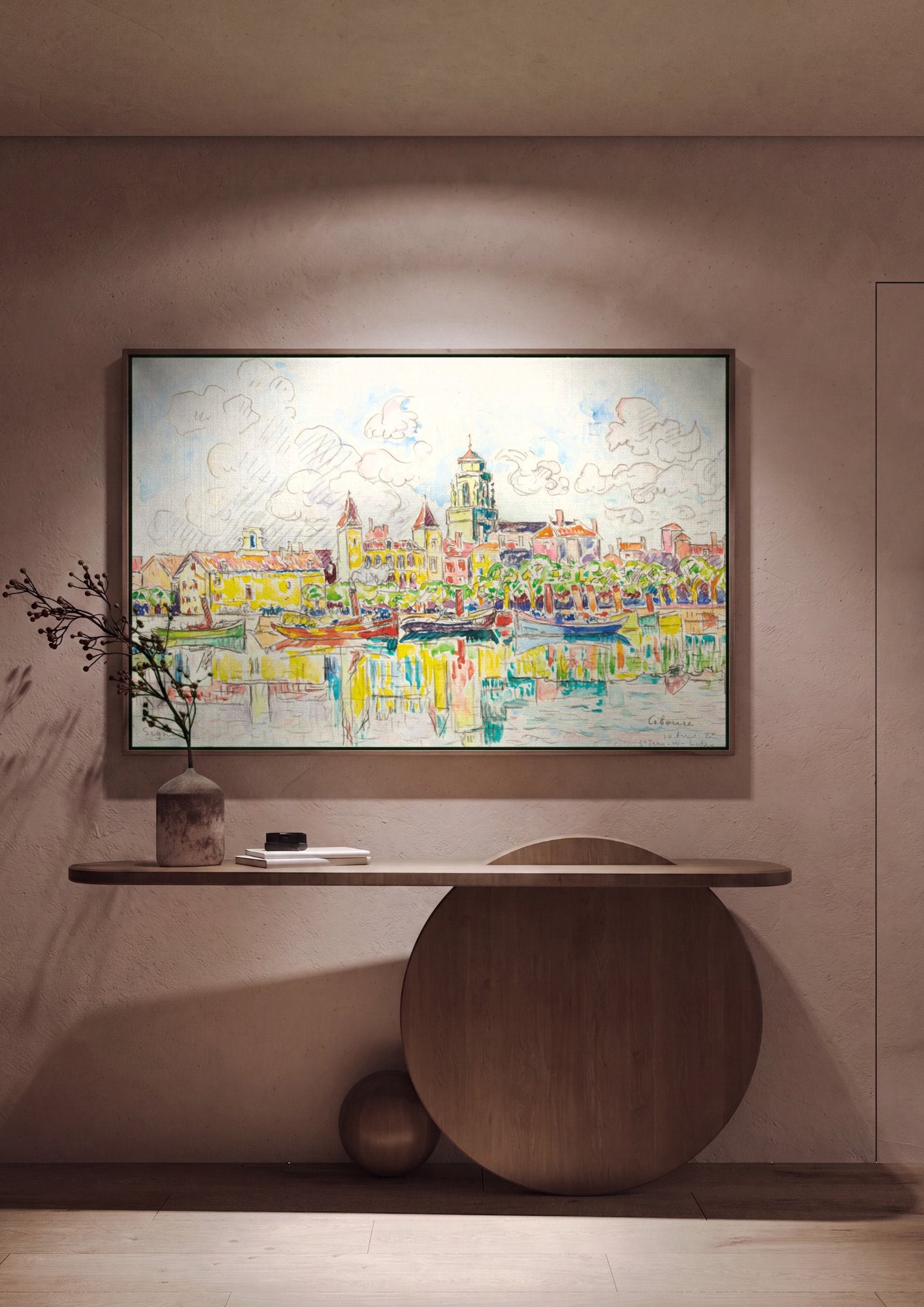 Quadro Decorativo Porto Vibrante - Signac em ambiente decorado