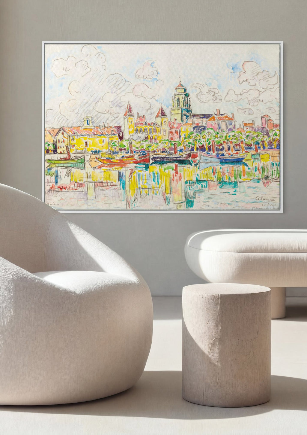 Quadro Decorativo Porto Vibrante - Signac em ambiente decorado