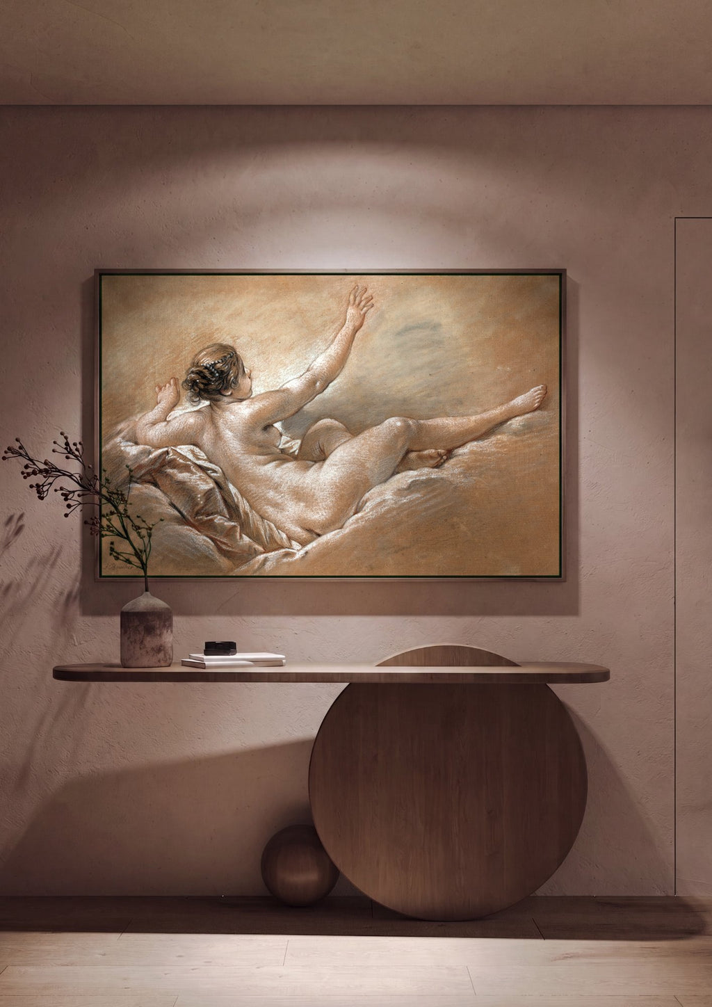 Quadro Decorativo Nude feminino reclinado - François Boucher em ambiente decorado