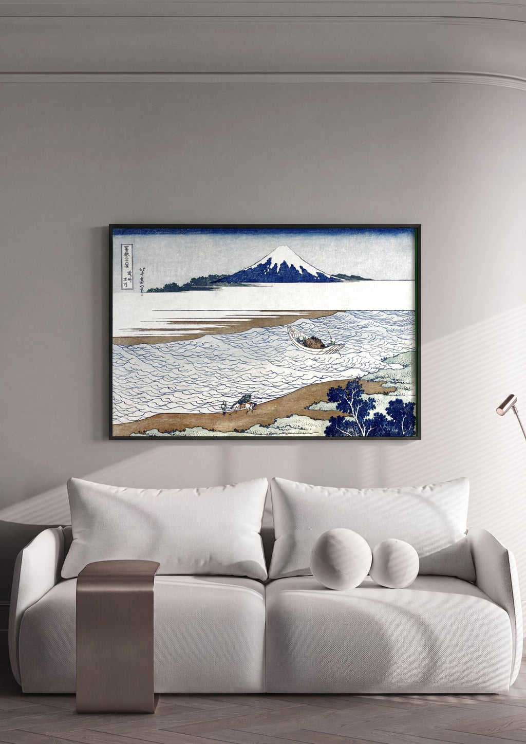 Quadro Decorativo A Grande Onda de Kanagawa - Hokusai em ambiente decorado