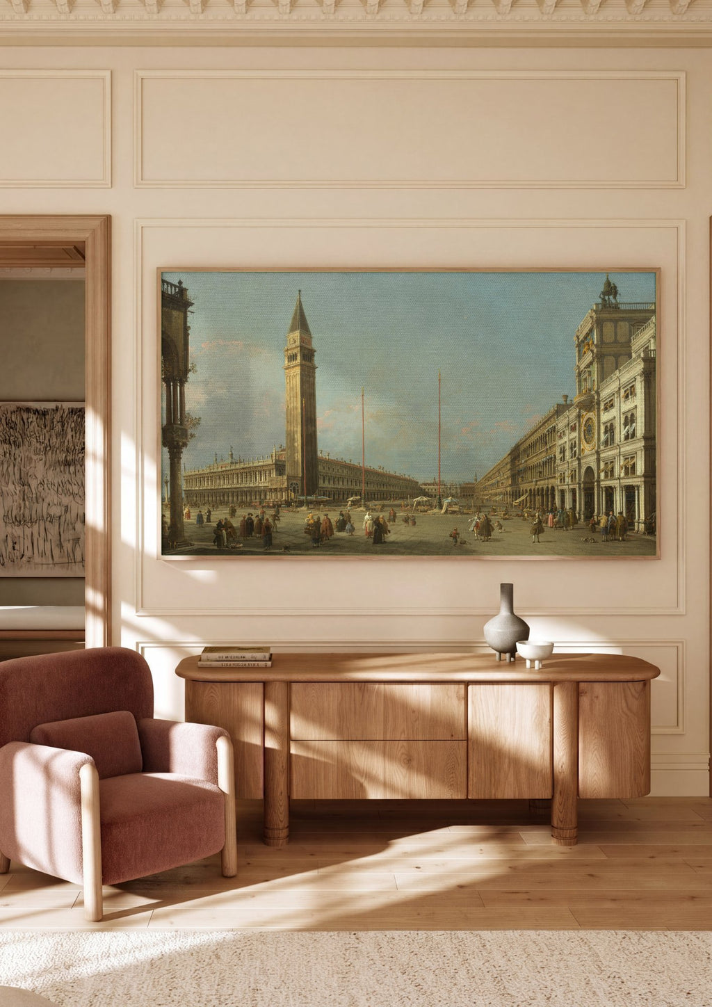Quadro Decorativo Piazza San Marco - Canaletto em ambiente decorado