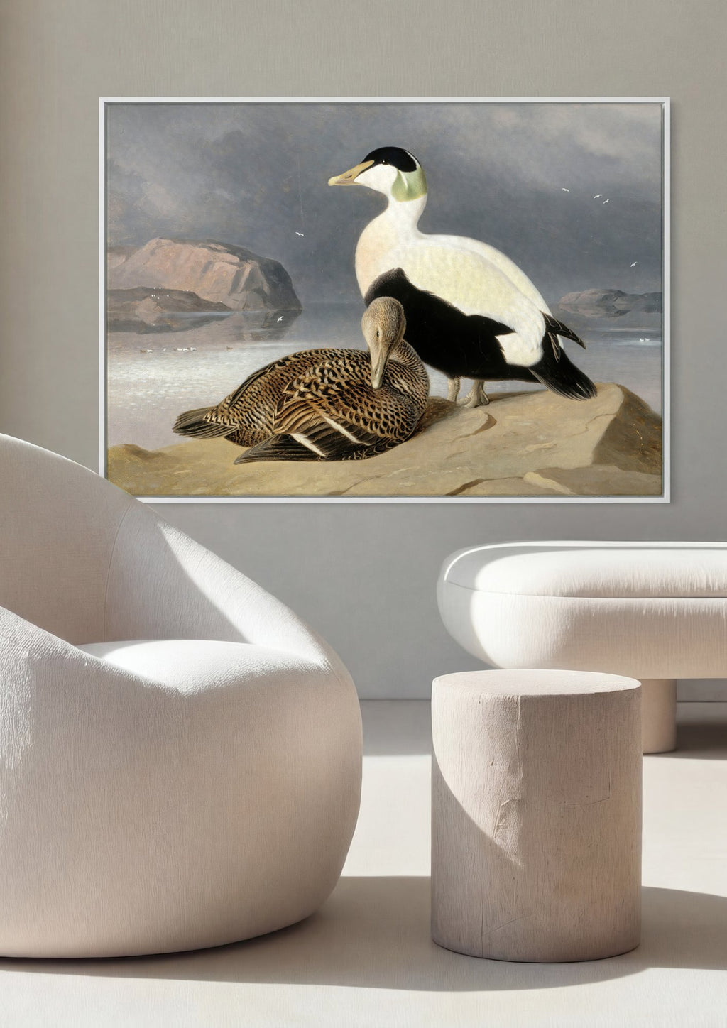 Quadro Decorativo Aves Marinhas - Ferdinand von Wright em ambiente decorado