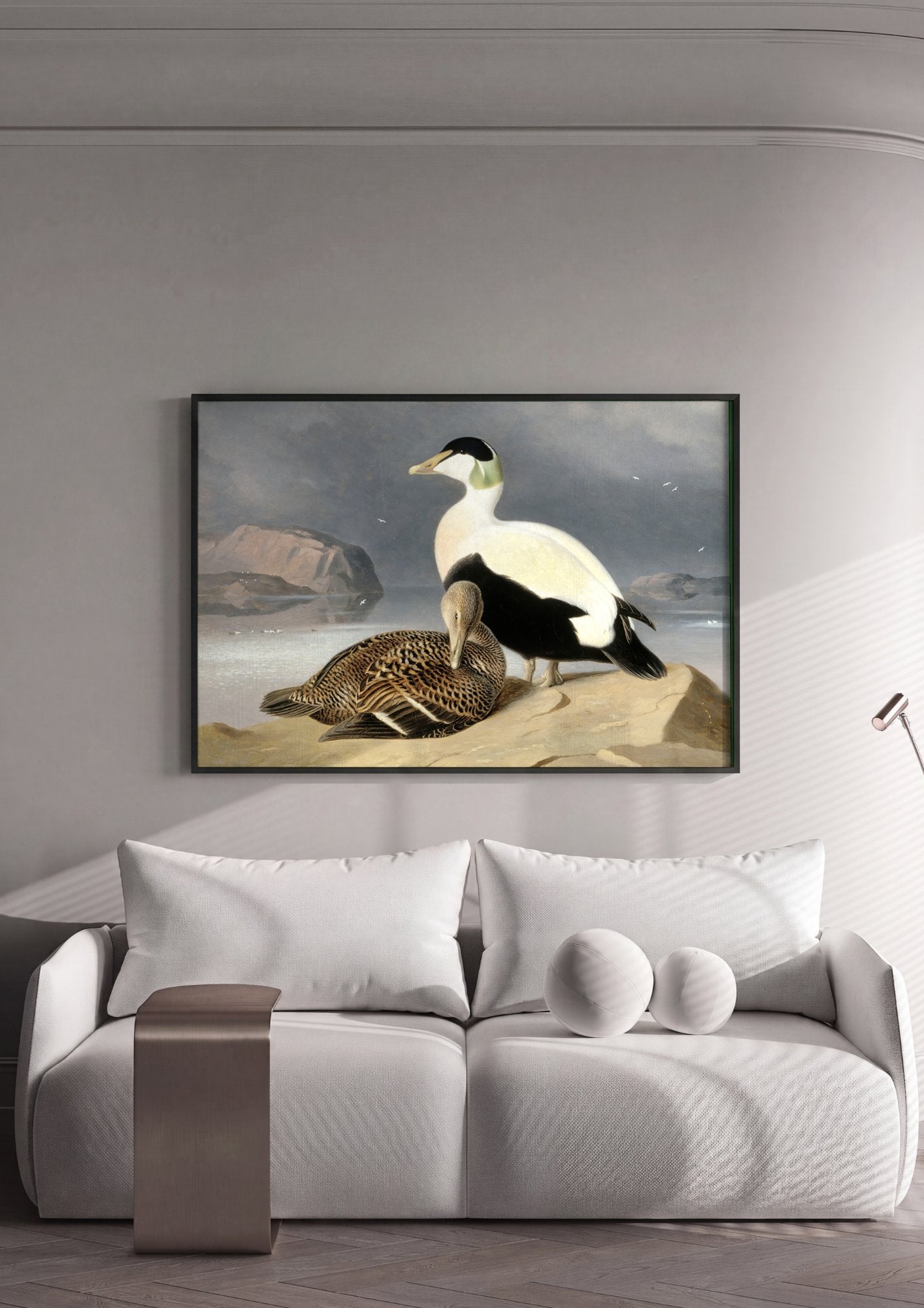Quadro Decorativo Aves Marinhas - Ferdinand von Wright em ambiente decorado