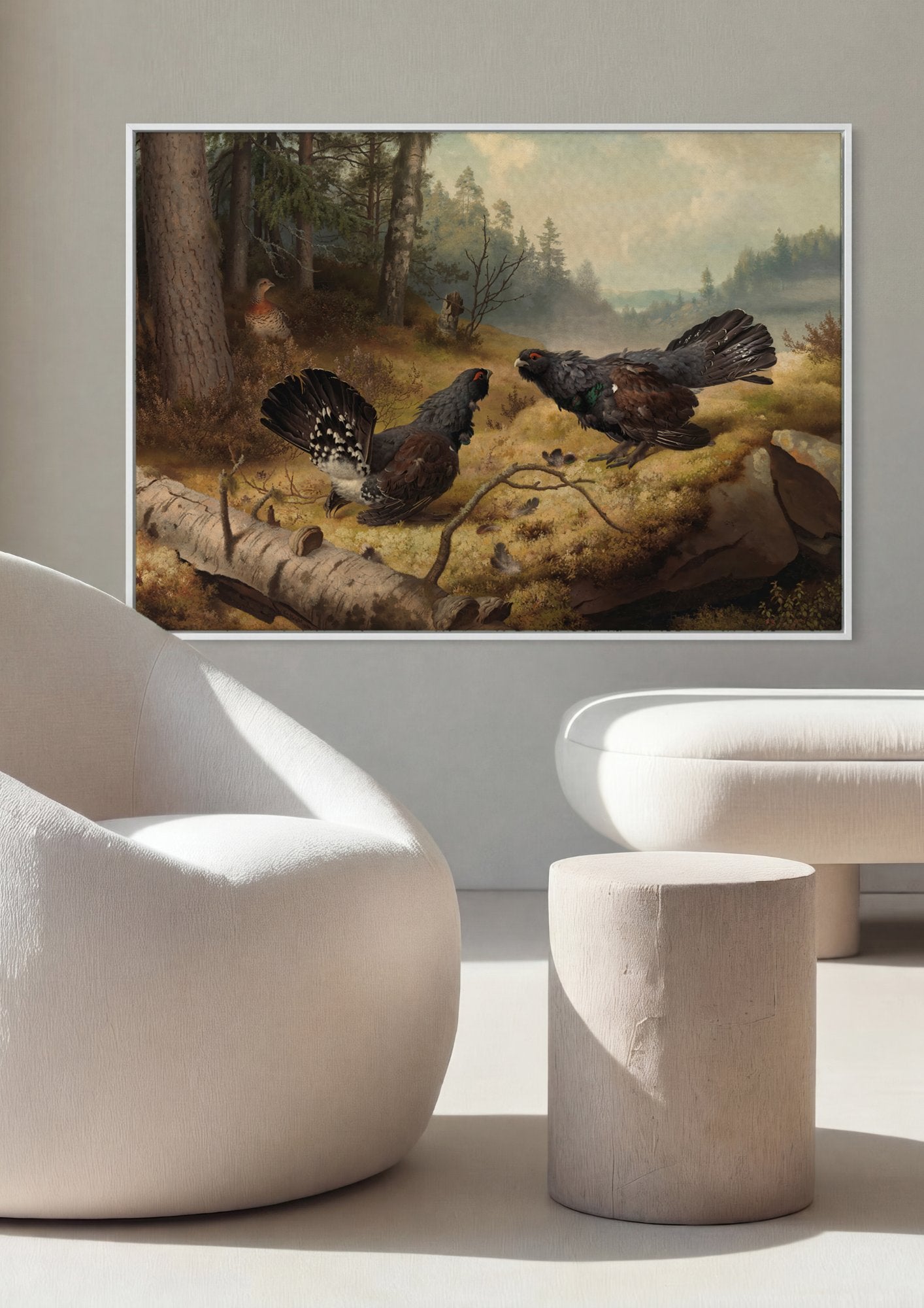 Quadro Decorativo Capercaillies - Ferdinand von Wright em ambiente decorado