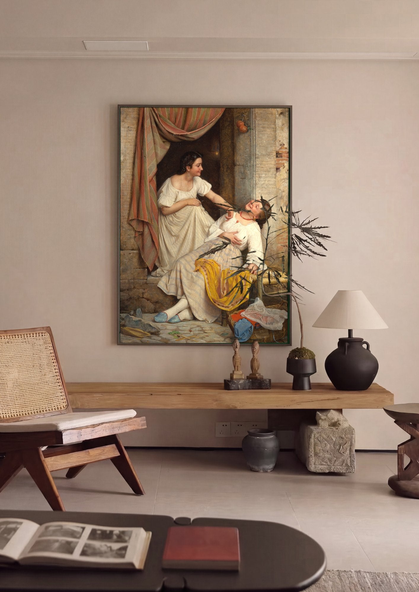Quadro Decorativo Duas Jovens Italianas - Carl Bloch em ambiente decorado