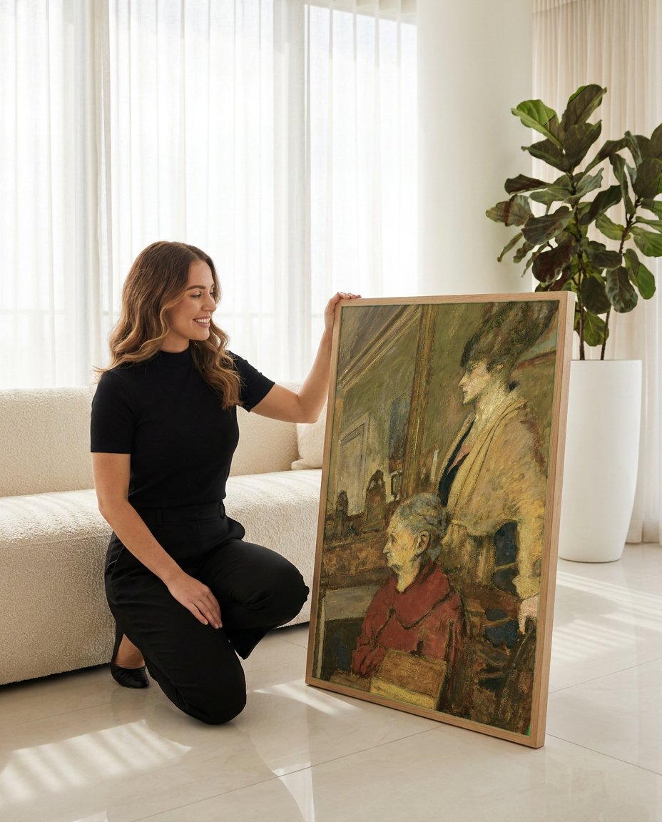 Quadro Decorativo Duas Figuras Femininas - Édouard Vuillard com modelo em ambiente