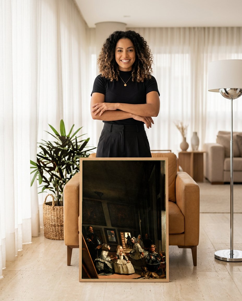 Quadro Decorativo As Meninas (Las Meninas) - Velázquez com modelo em ambiente
