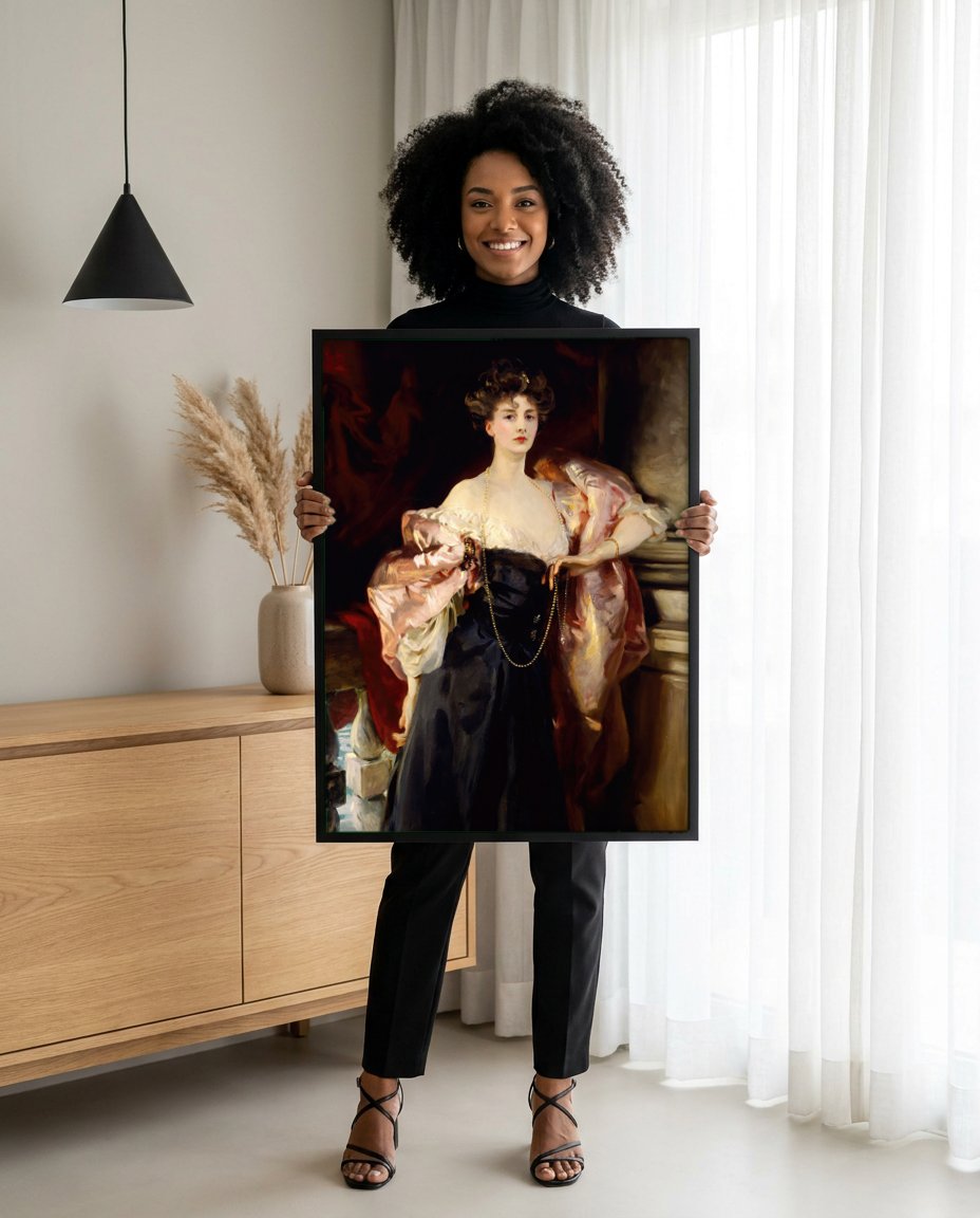 Quadro Decorativo Lady Agnew de Lochnaw - John Singer Sargent com modelo em ambiente