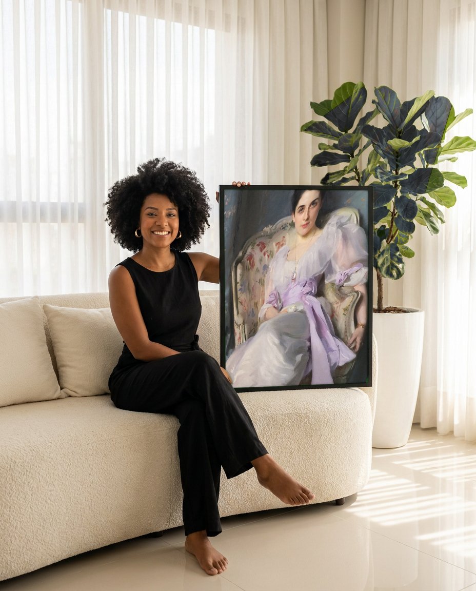 Quadro Decorativo Lady Agnew of Lochnaw - John Singer Sargent com modelo em ambiente