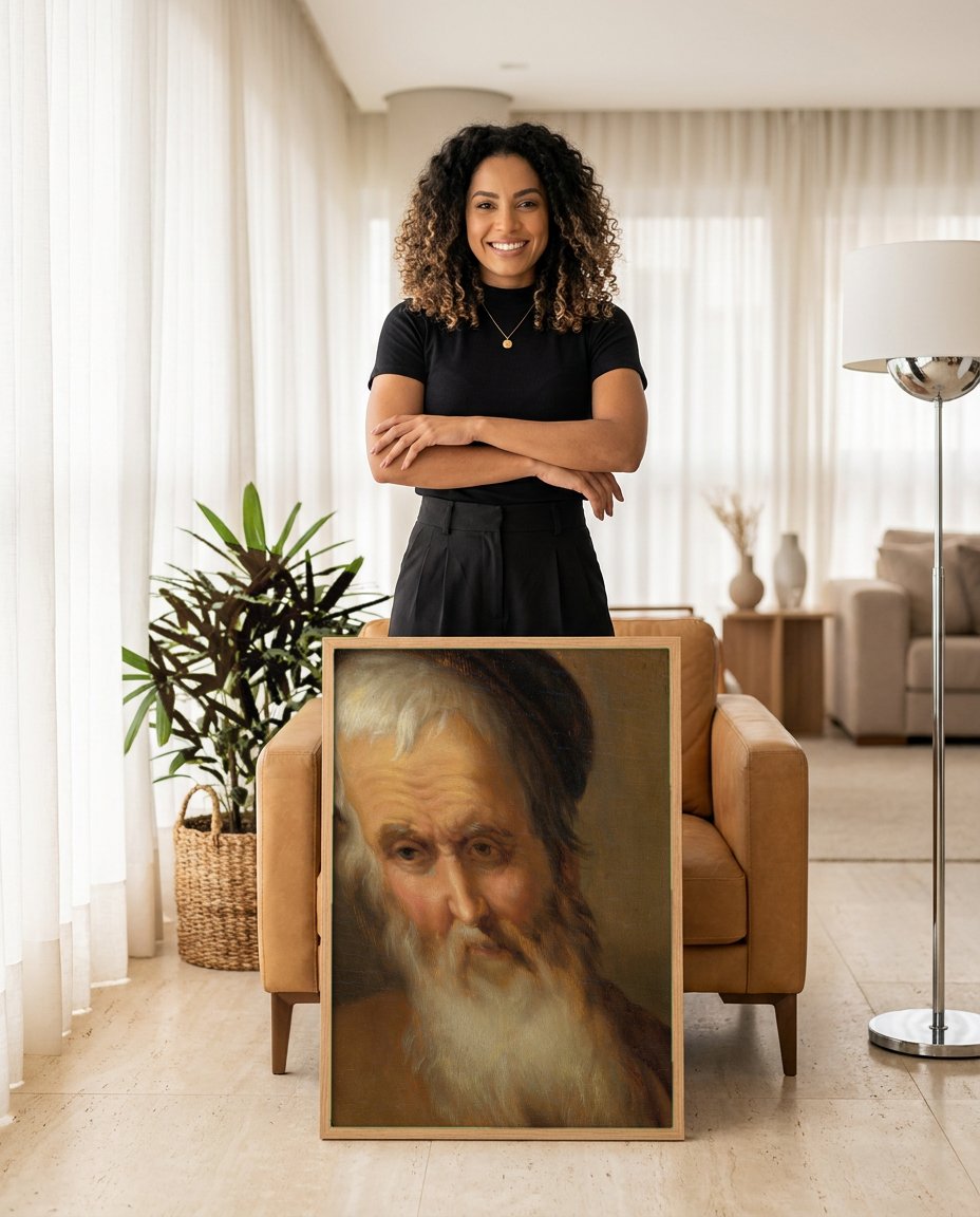 Quadro Decorativo Homem com Barba Branca - Bloemaert com modelo em ambiente
