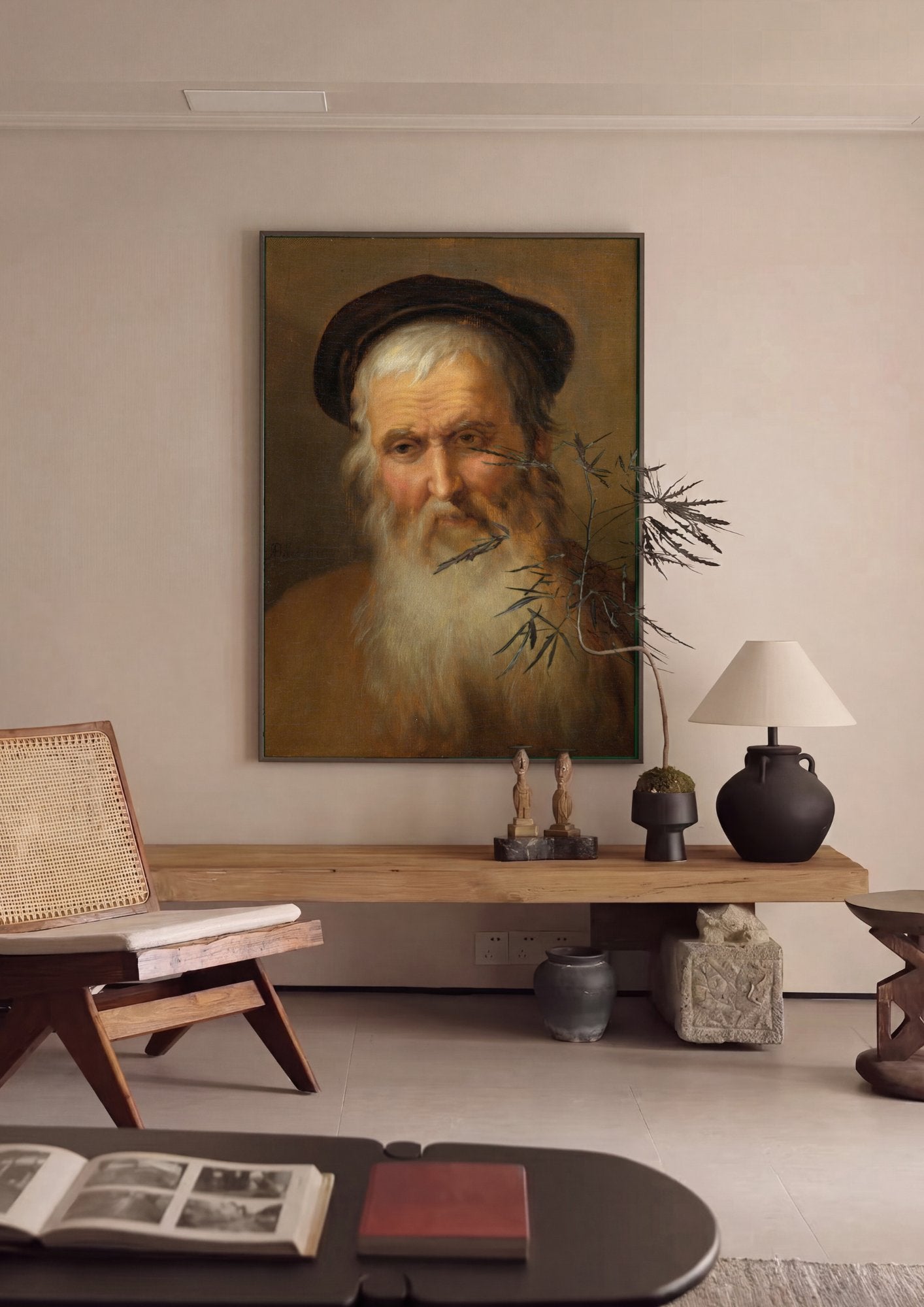 Quadro Decorativo Homem com Barba Branca - Bloemaert em ambiente decorado