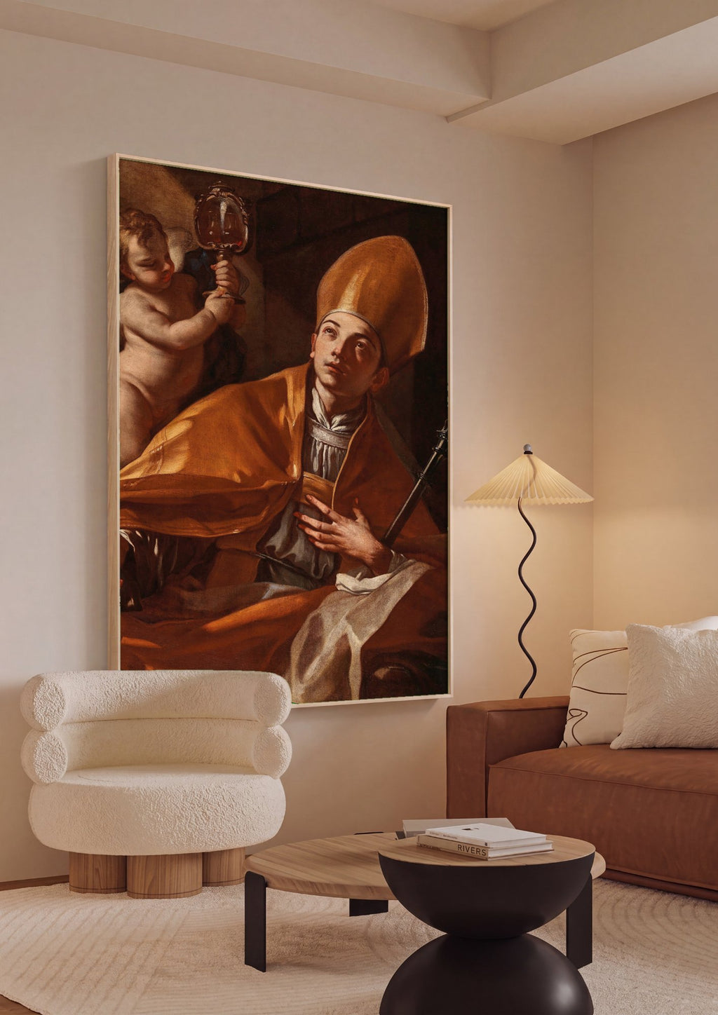 Quadro Decorativo Apolo e Mársias - Francesco Solimena em ambiente decorado