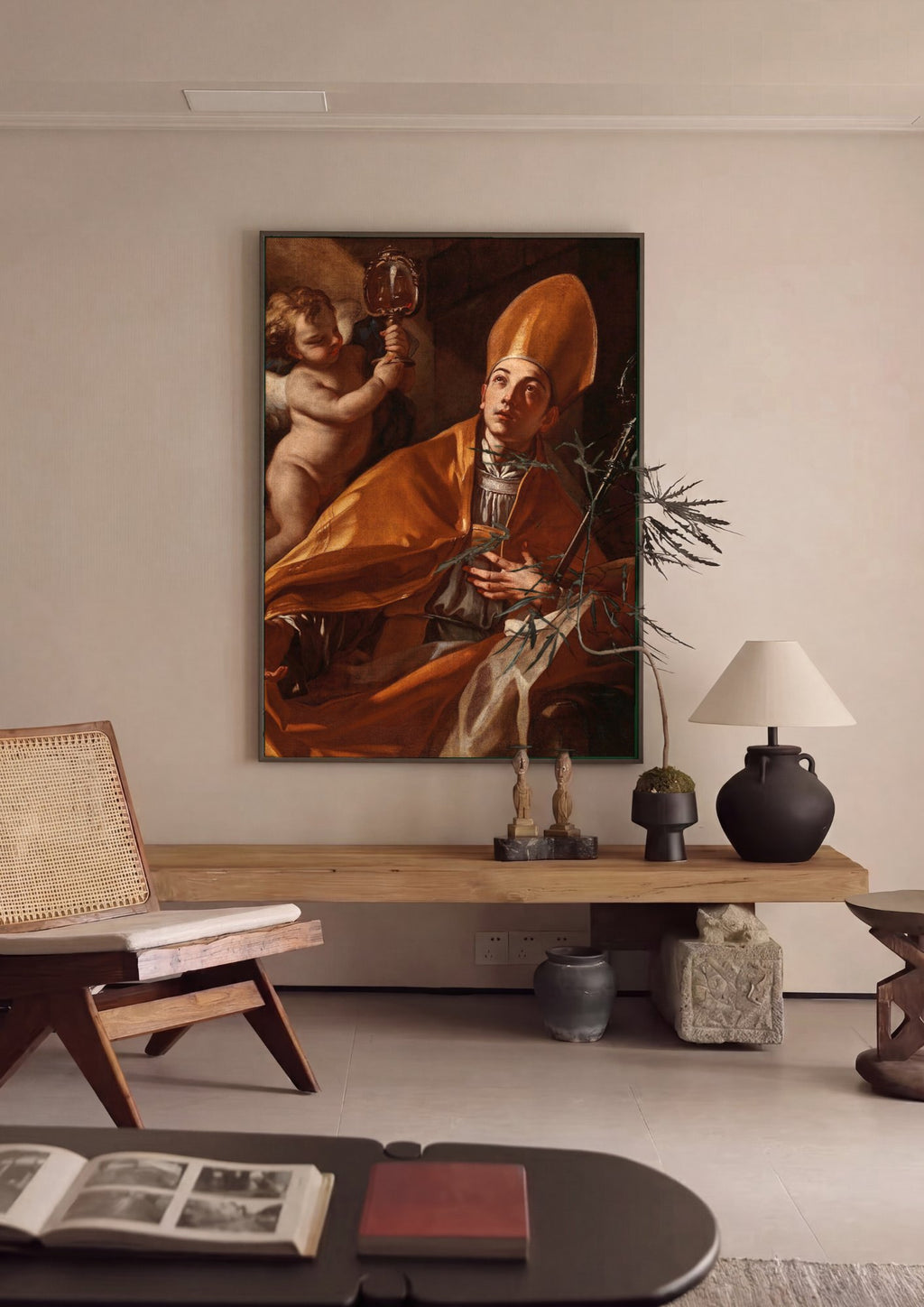 Quadro Decorativo Apolo e Mársias - Francesco Solimena em ambiente decorado