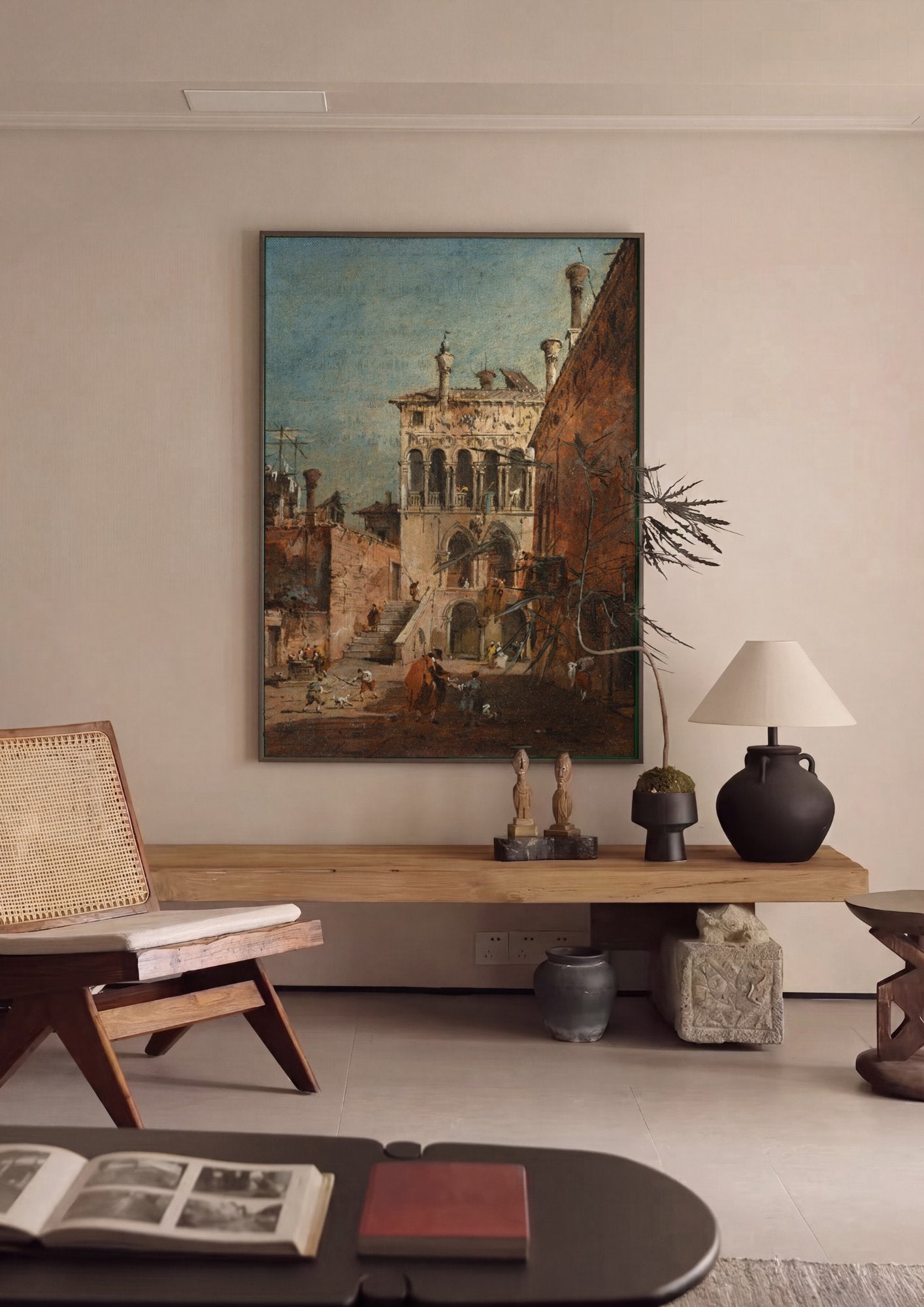 Quadro Decorativo Pátio Veneziano - Francesco Guardi em ambiente decorado