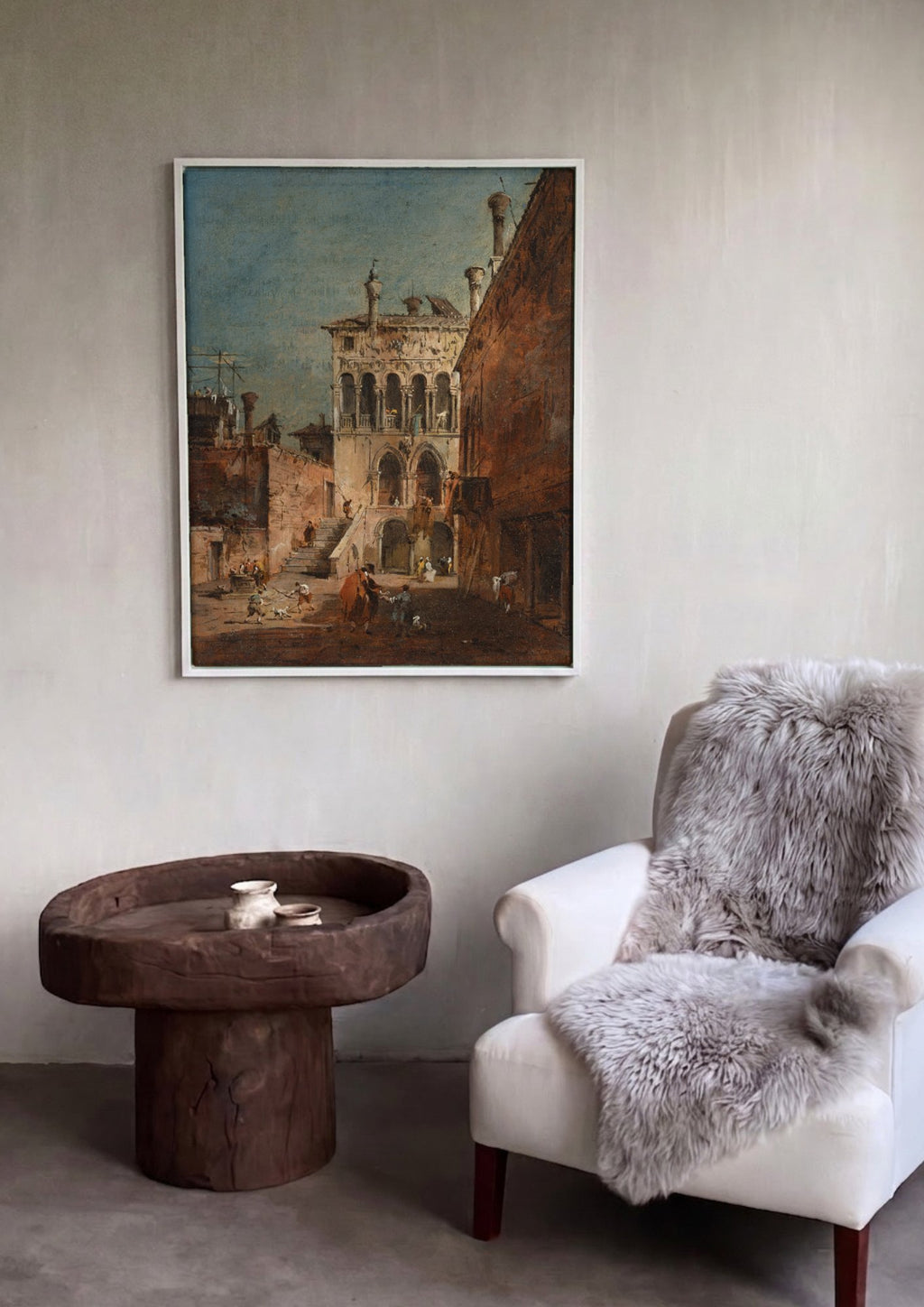 Quadro Decorativo Pátio Veneziano - Francesco Guardi em ambiente decorado