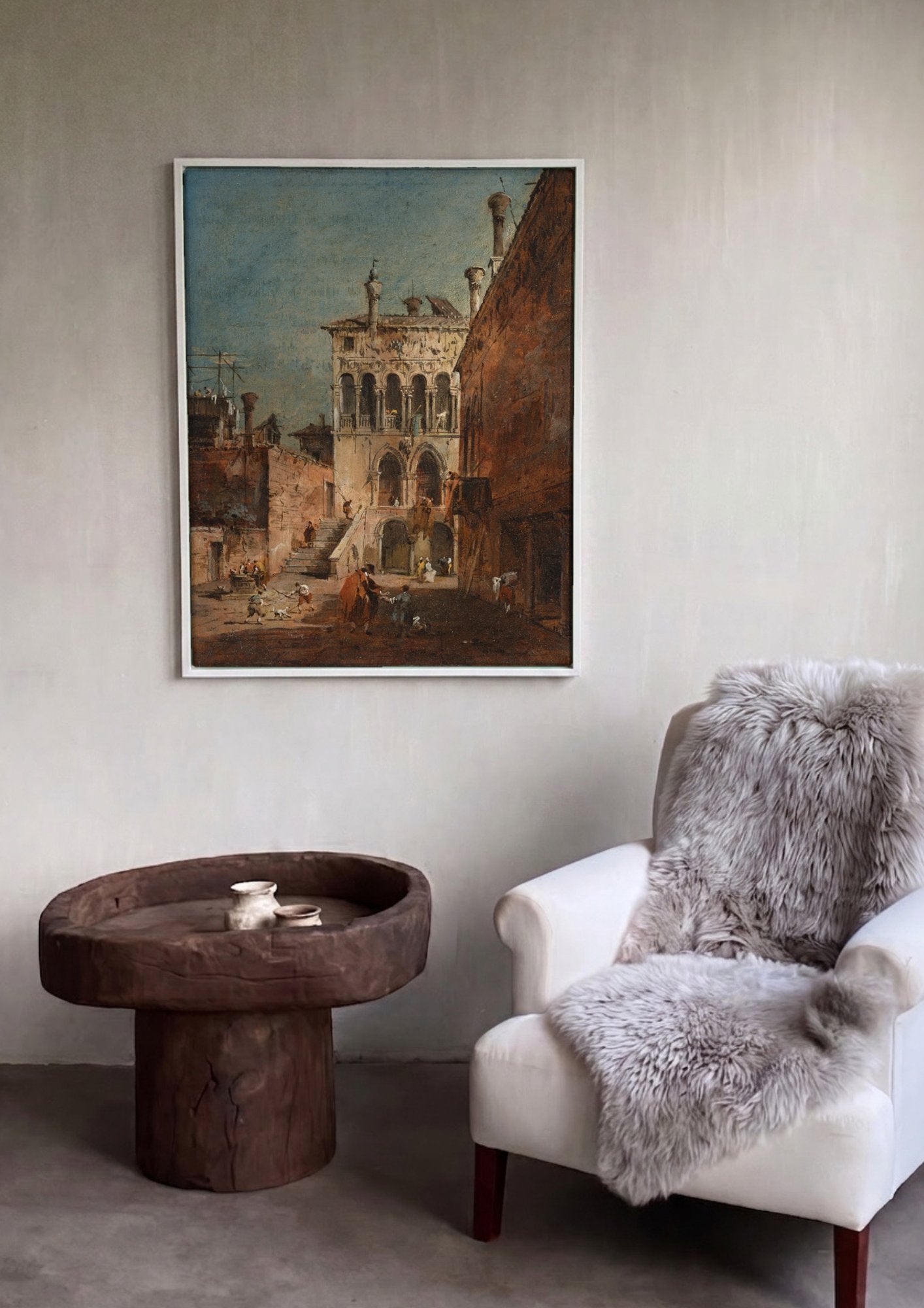 Quadro Decorativo Pátio Veneziano - Francesco Guardi em ambiente decorado