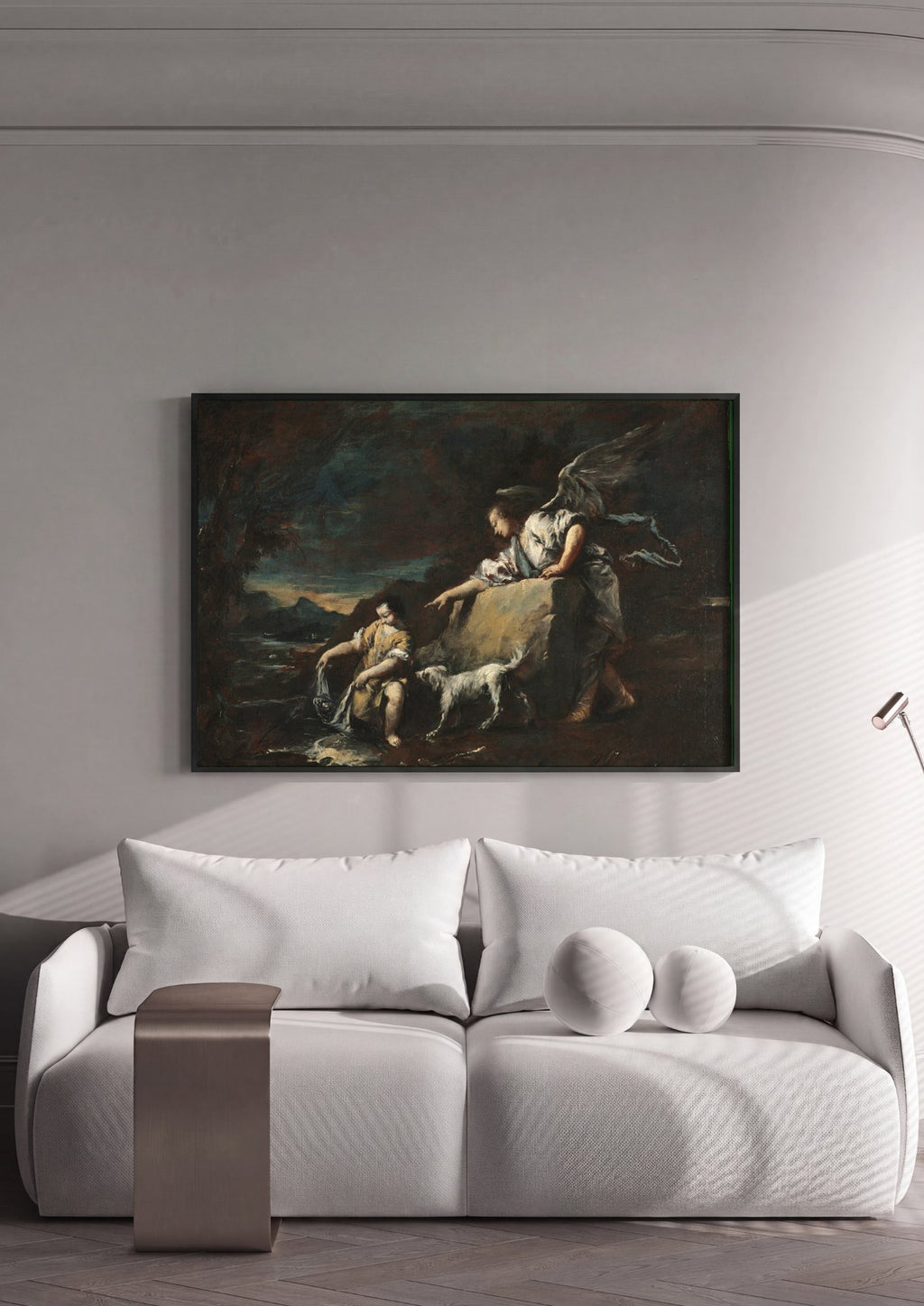 Quadro Decorativo Tobias e o Anjo - Francesco Guardi em ambiente decorado