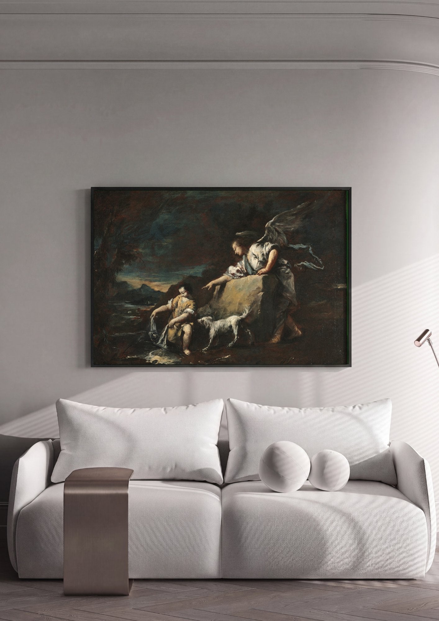 Quadro Decorativo Tobias e o Anjo - Francesco Guardi em ambiente decorado