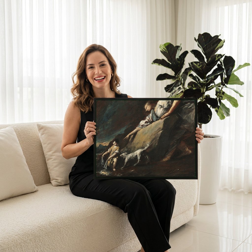 Quadro Decorativo Tobias e o Anjo - Francesco Guardi com modelo em ambiente