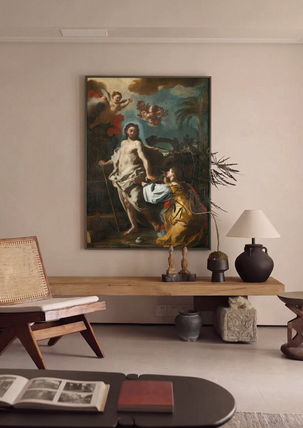 Quadro Decorativo Noli me Tangere - Francesco Solimena em ambiente decorado
