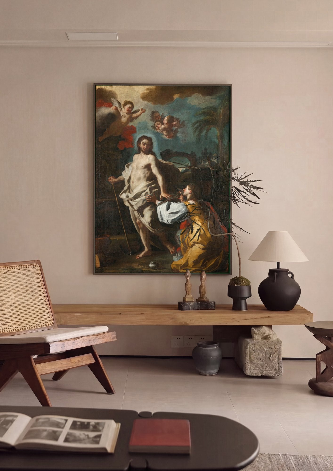 Quadro Decorativo Noli me Tangere - Francesco Solimena em ambiente decorado