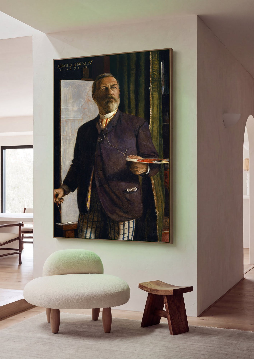 Quadro Decorativo Autorretrato com Pincel e Paleta - Arnold Böcklin em ambiente decorado