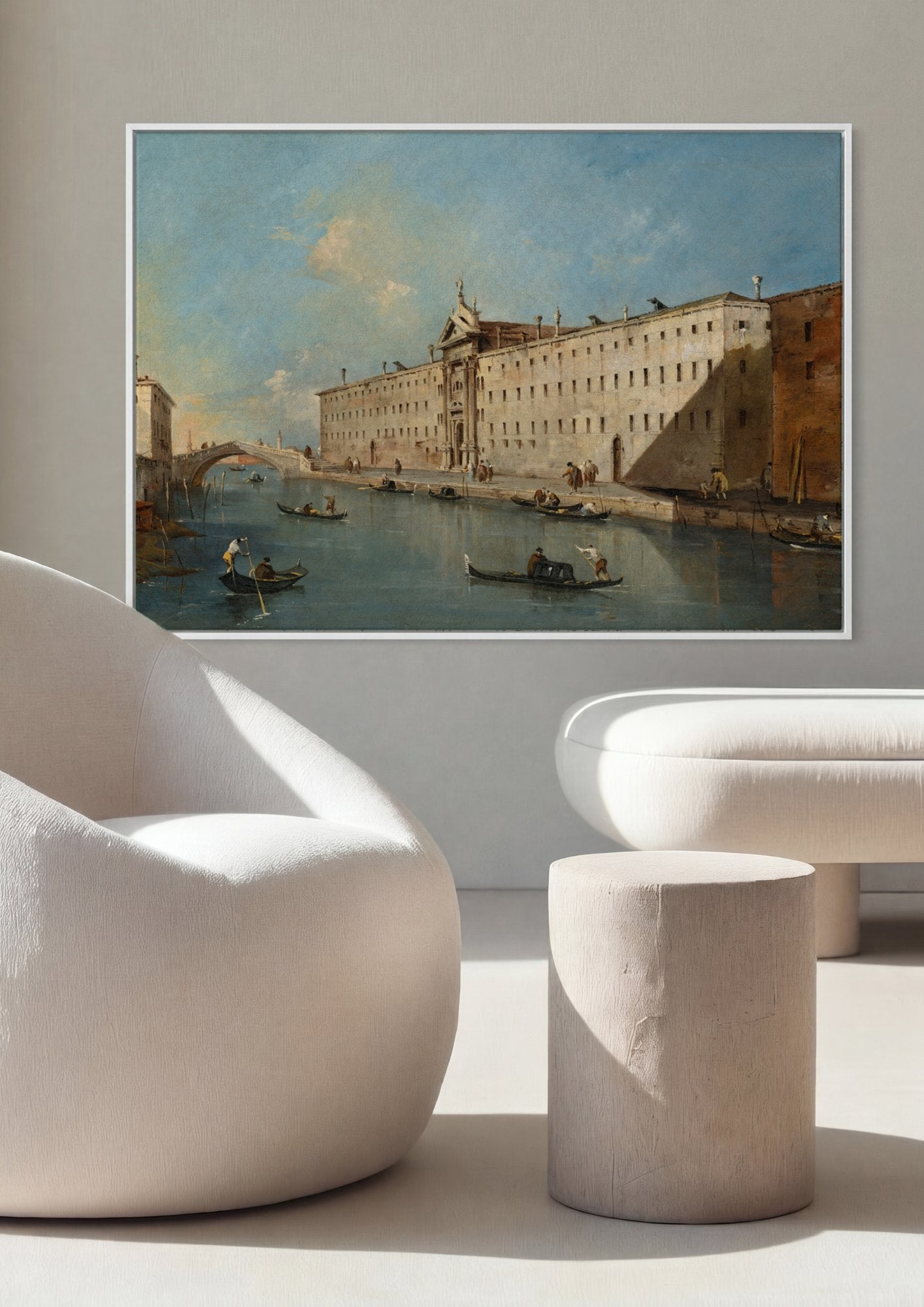Quadro Decorativo Canal em Veneza - Francesco Guardi em ambiente decorado