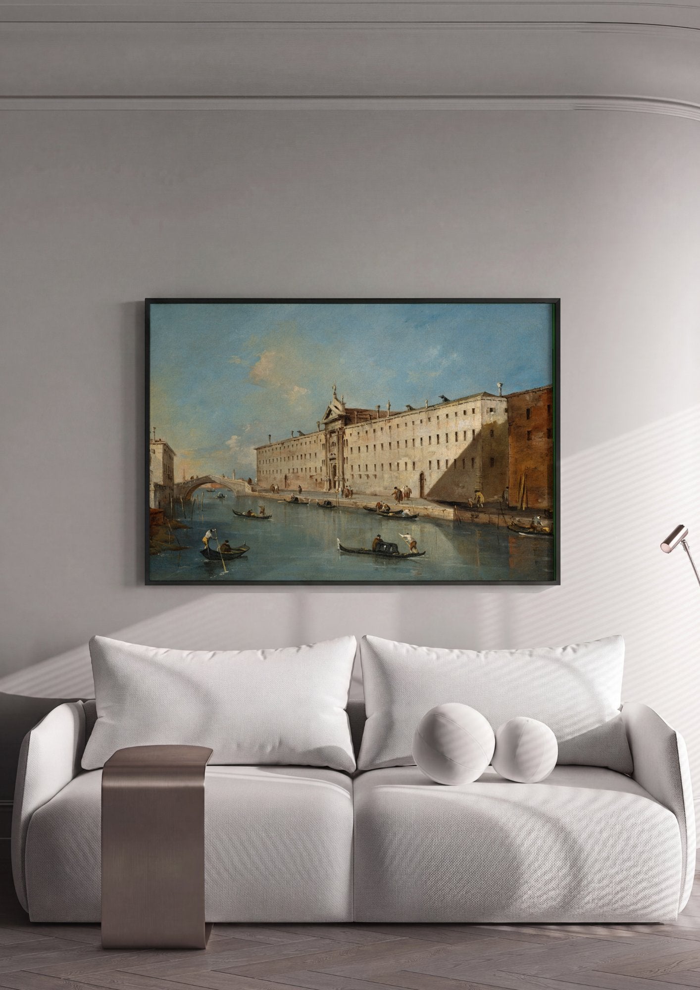 Quadro Decorativo Canal em Veneza - Francesco Guardi em ambiente decorado